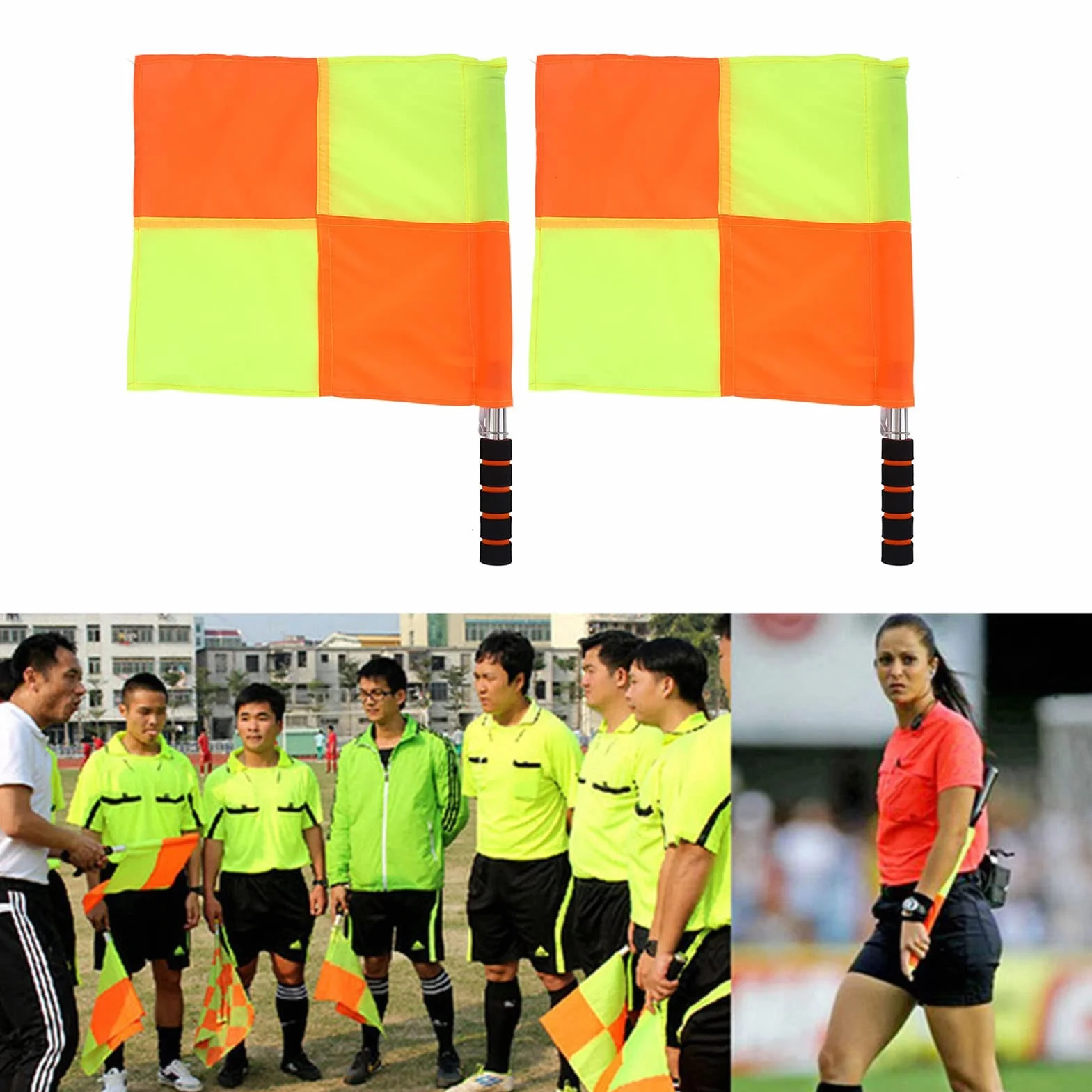 Drapeaux D'arbitre De Football Tiiyee 2pcs Étanche Haute Visibilité Rouge Et Jaune