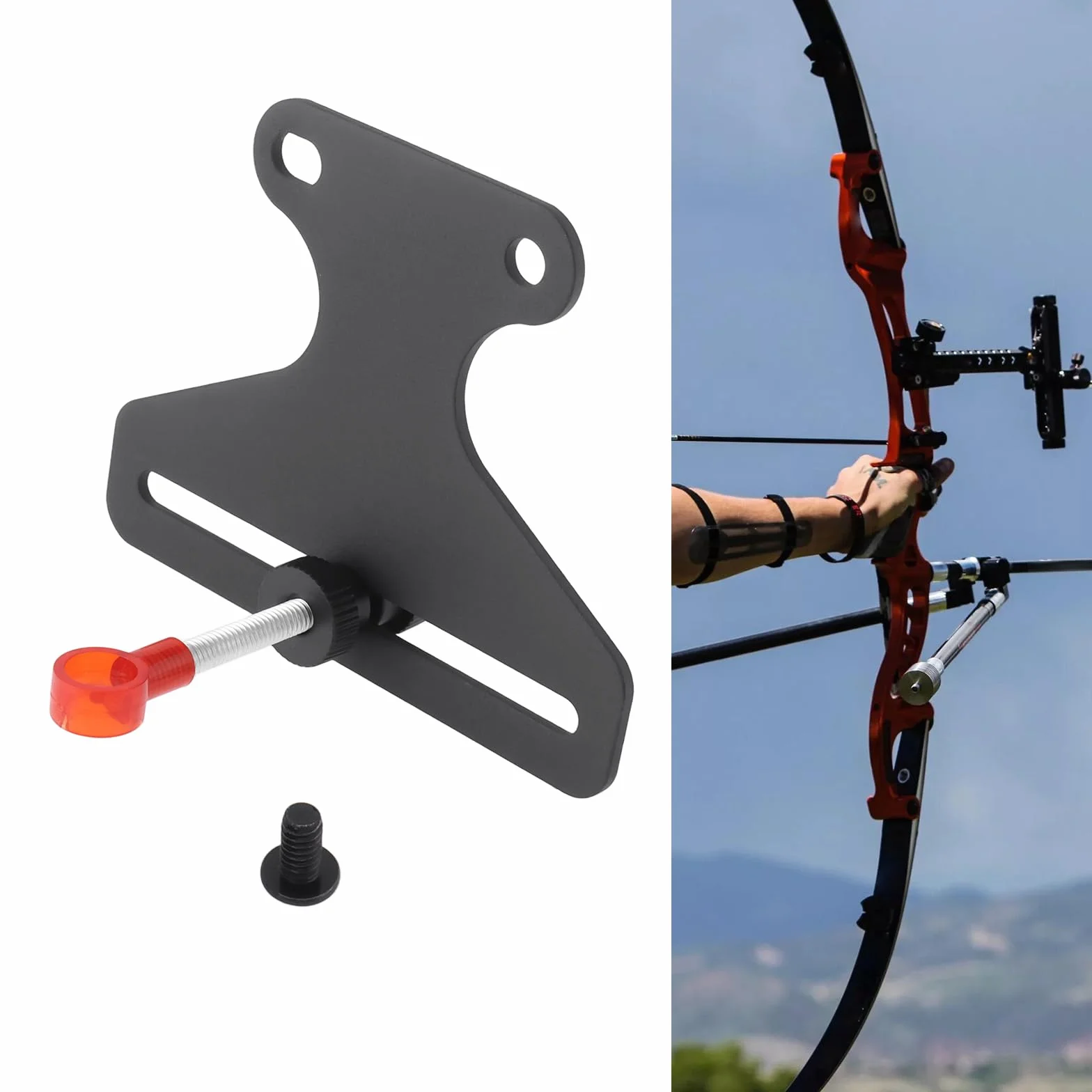 ECSiNG Viseur d'arc Anti-Flexion Métal Aiguille Unique Forme T Accessoire Tir à l'arc Noir