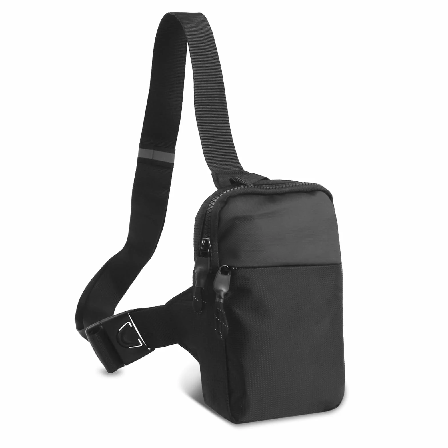 Noir Nylon Sac de Poitrine à Bandoulière Hommes, Sac Poitrine Petit Anti Vol Cross Body Bag Imperméable