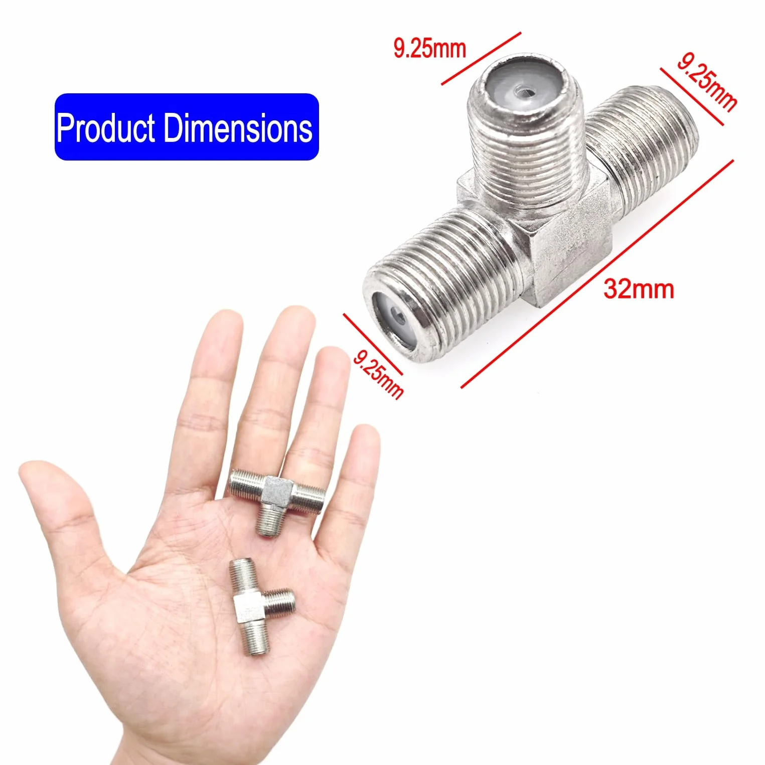 JZK 2x connecteurs répartiteurs en T type F à 3 voies adaptateur répartiteur coaxial TV satellite F femelle vers double femelle, combinateur d'antenne TV 75 ohms pour câble, modem, récepteur satellite