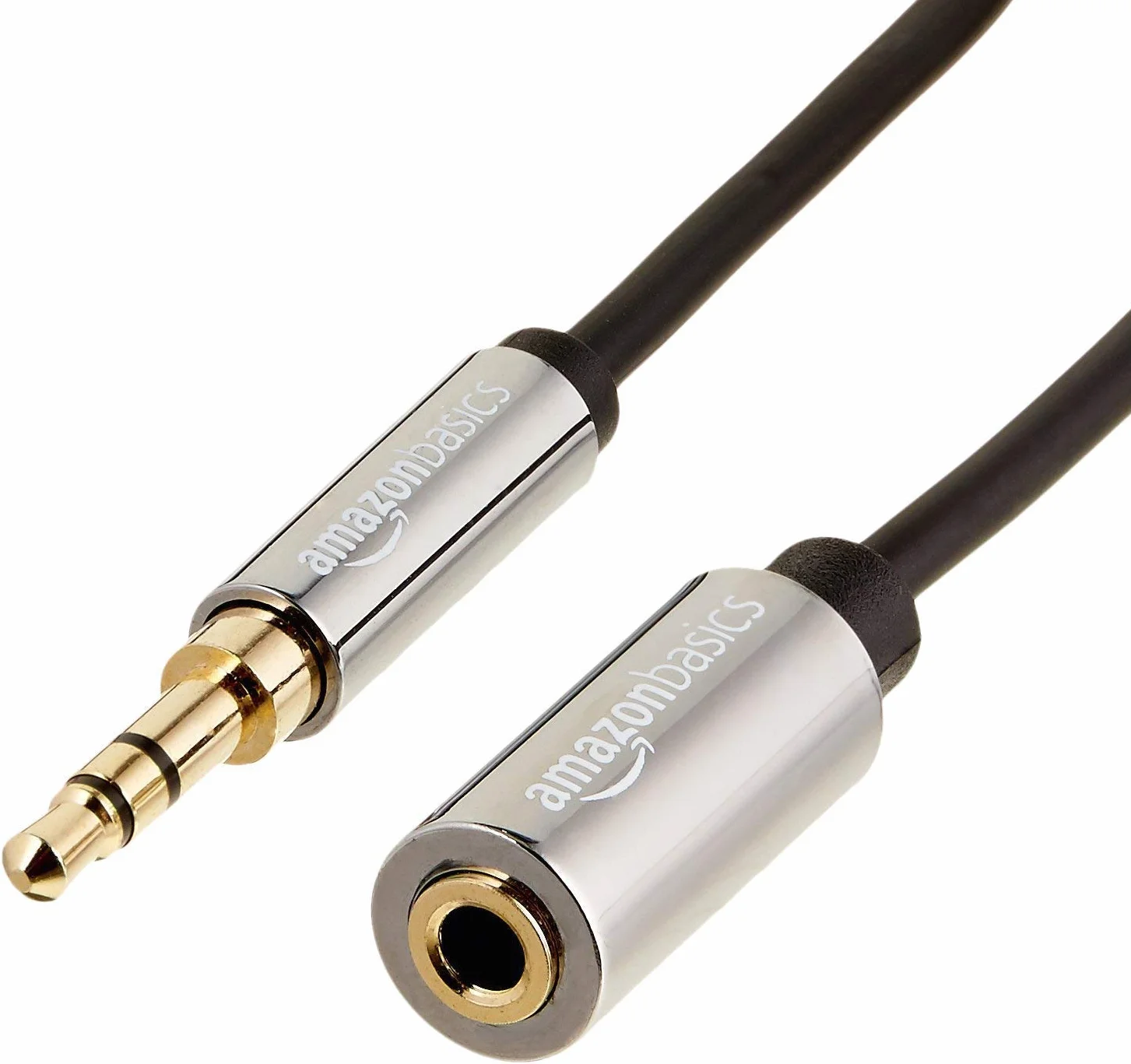 Amazon Basics Rallonge audio stéréo 3,5 mm Auxiliaire mâle vers femelle, 3.66 m, 12 feet, Noir