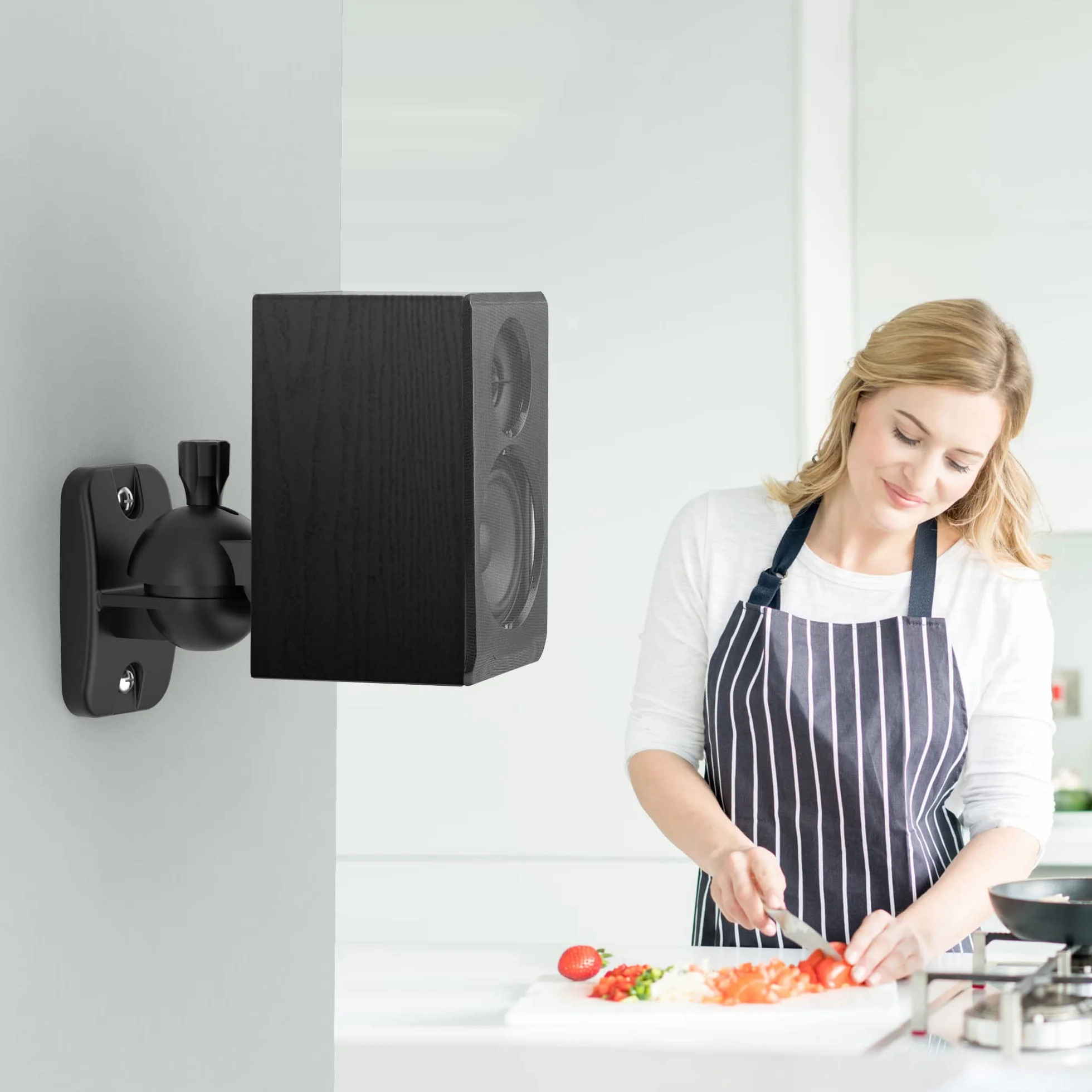 Cozycase Universel Support Mural pour Enceintes 2 pièces Rotation + Inclinaison Ajustable jusqu'à 3,5 kg, avec 3 Types de vis (Noir)