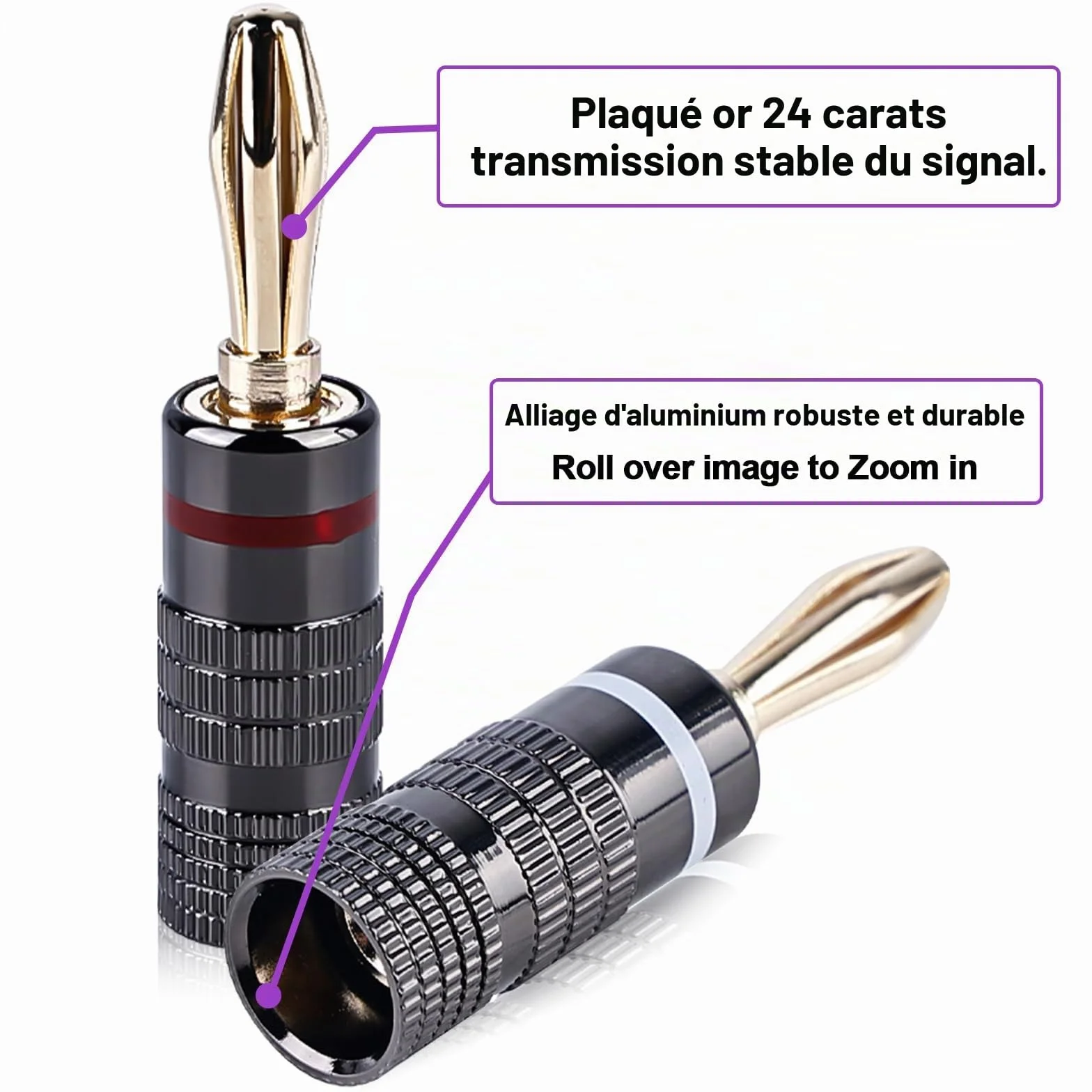 Vegena 20 Pièces Fiche Banane, Fiches Bananes Plaquées, 4mm Banane Connecteur, Connecteurs Banane Pour Câble Enceinte Câble De Haut-Parleur Amplificateur Récepteur Av