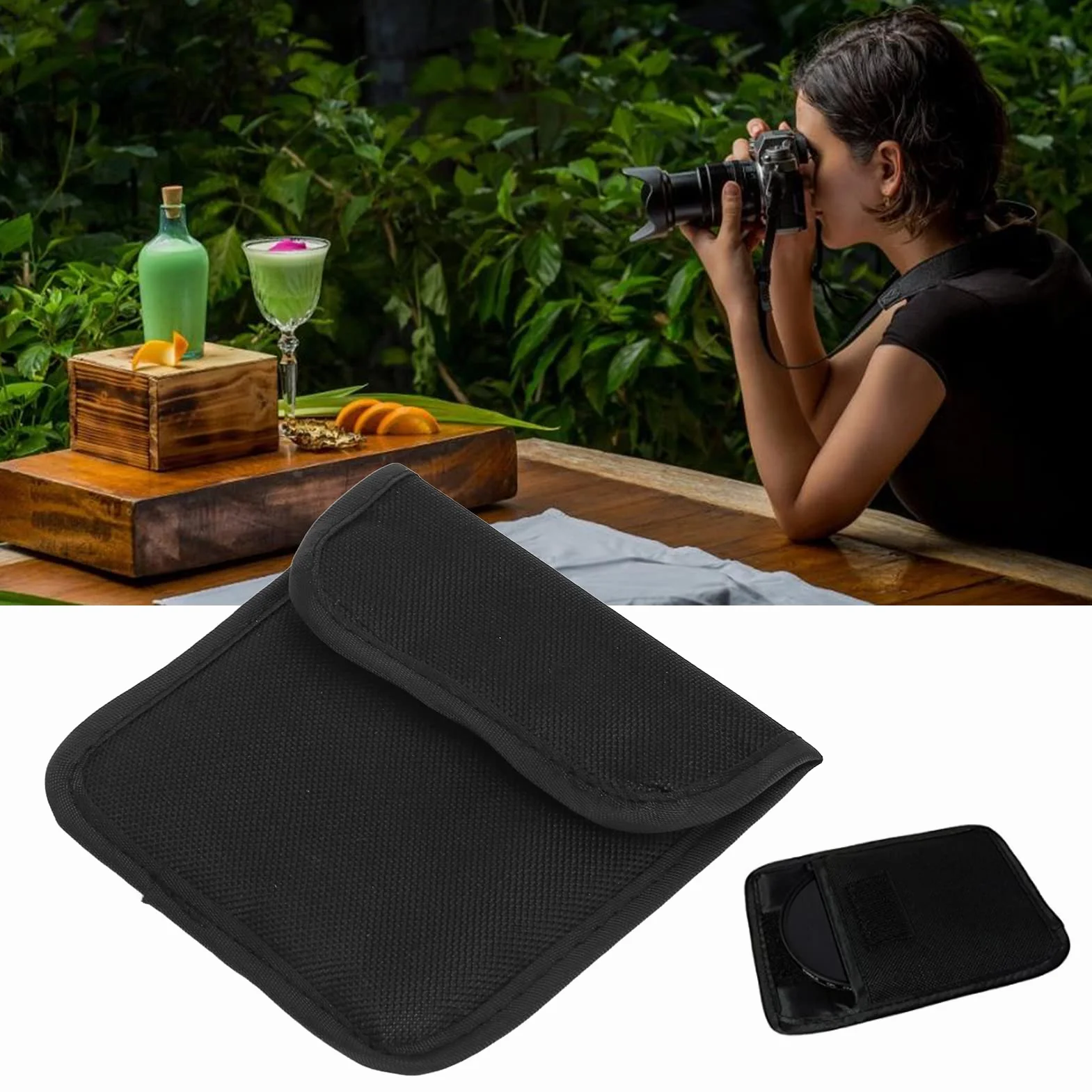Akozon Étui de Filtre Un Filtre D'objectif de Caméra de Poche Étui de Transport en Nylon Sac de Rangement étanche pour Filtres Jusqu'à 82 Mm 1 Sac de Rangement de Filtre D'objectif de Poche