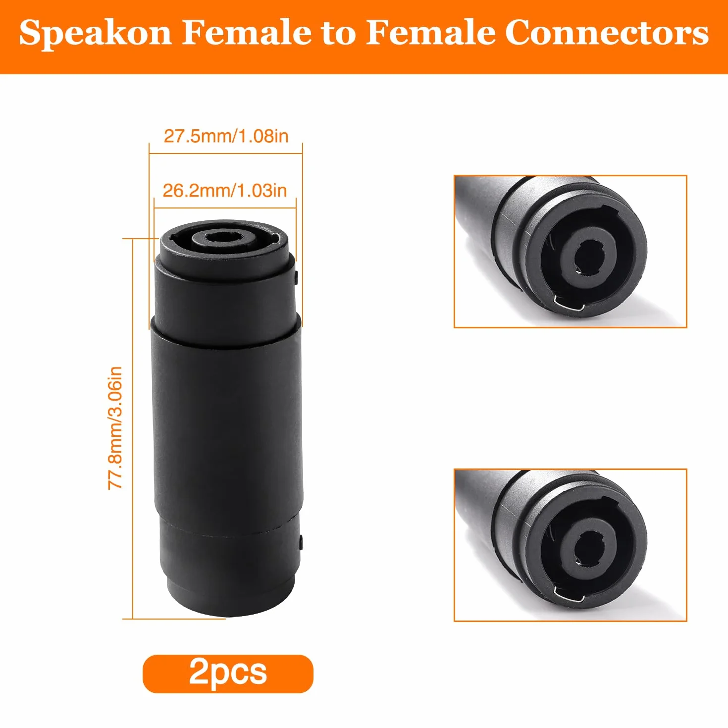 Connecteur Speakon Femelle vers Femelle 2 Pièces 4 Pôles Compatible NL4MP NL4FC