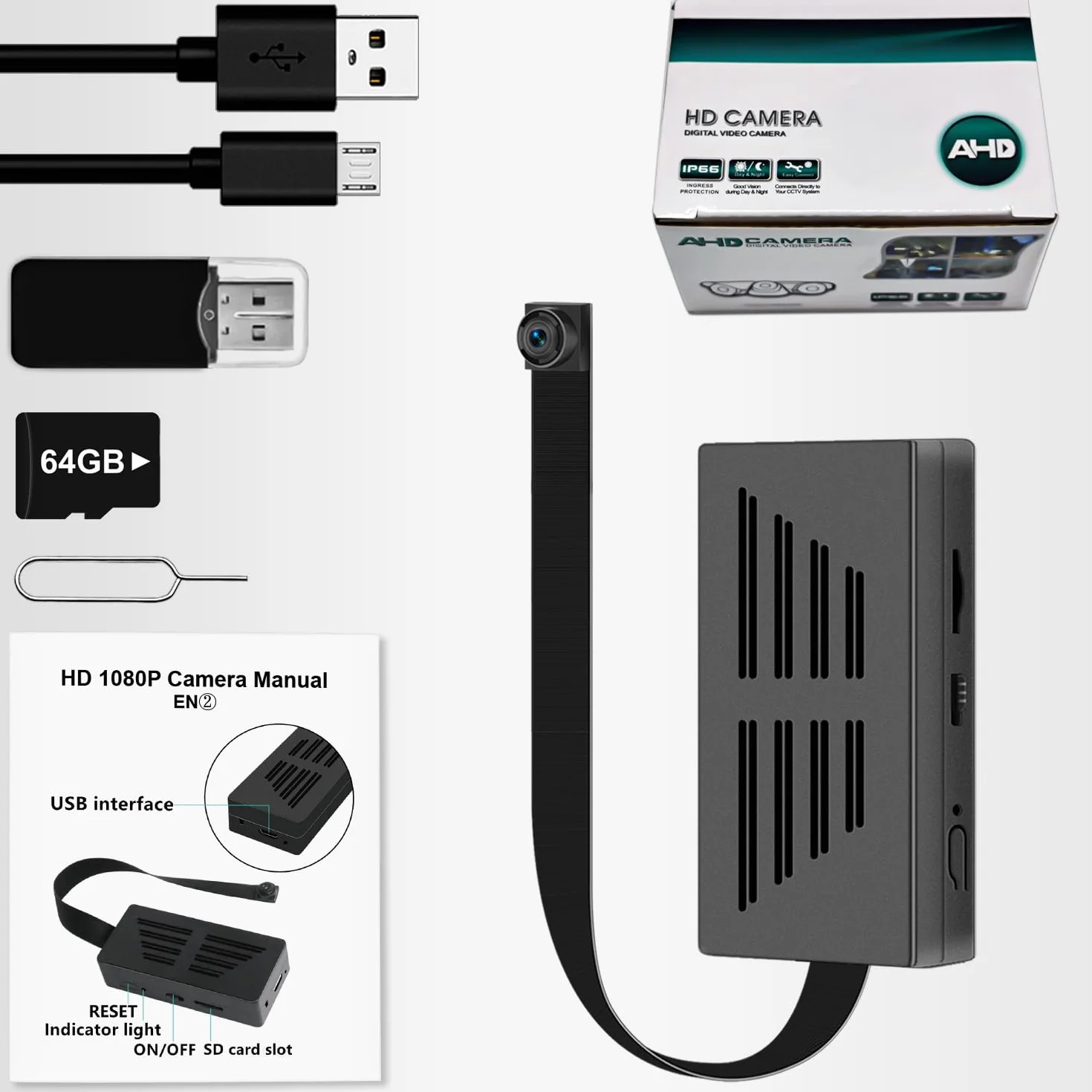 Caméra Espion Mini caméra HD 1080P Portable Caméra Cachée avec Ddétecteur de Mouvement pour la Surveillance Complète à l'intérieur et à l'extérieur