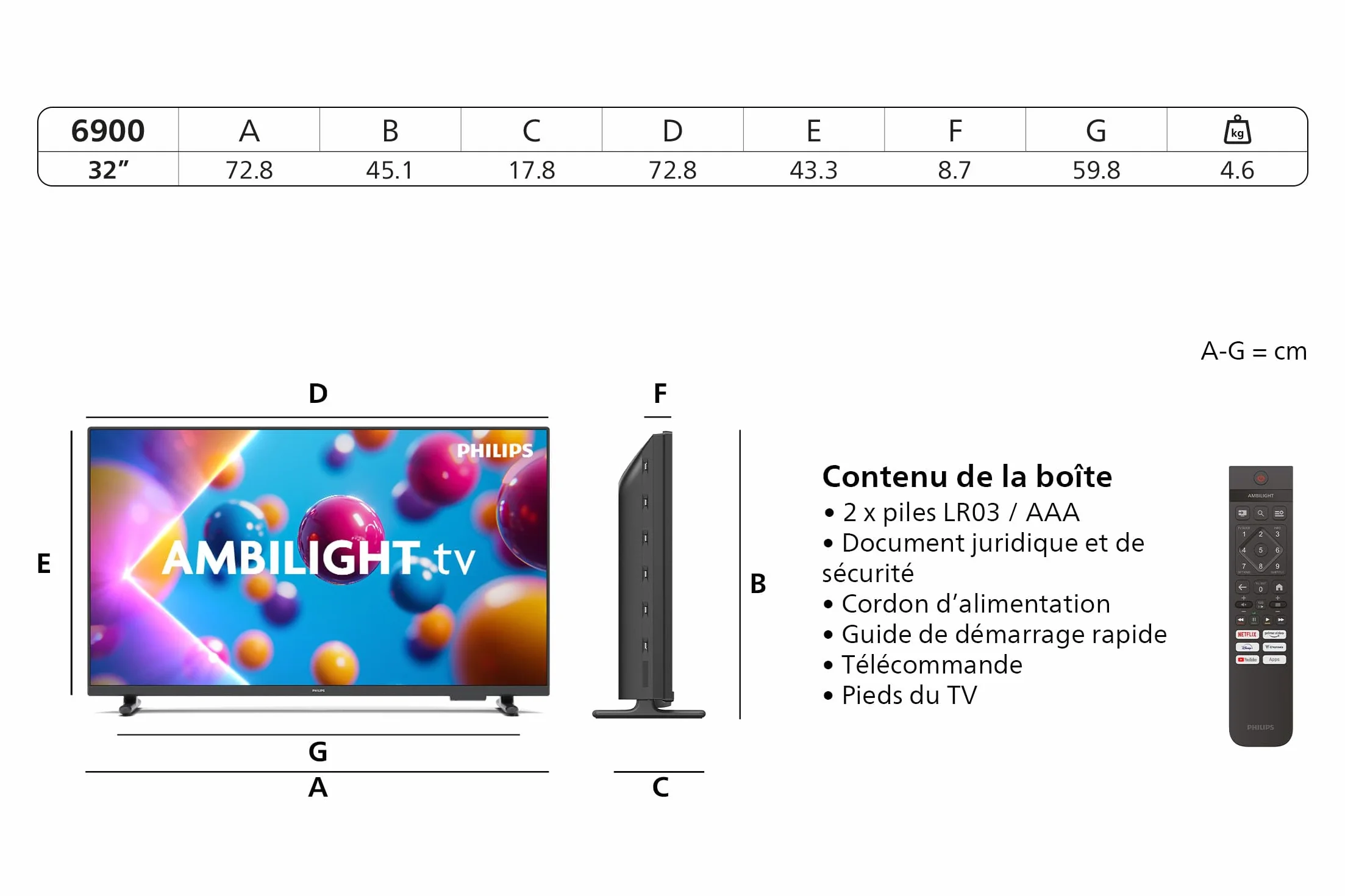 PHILIPS LED Ambilight 32" 32PFS6900 FullHD Dolby Audio HDR10 Titan