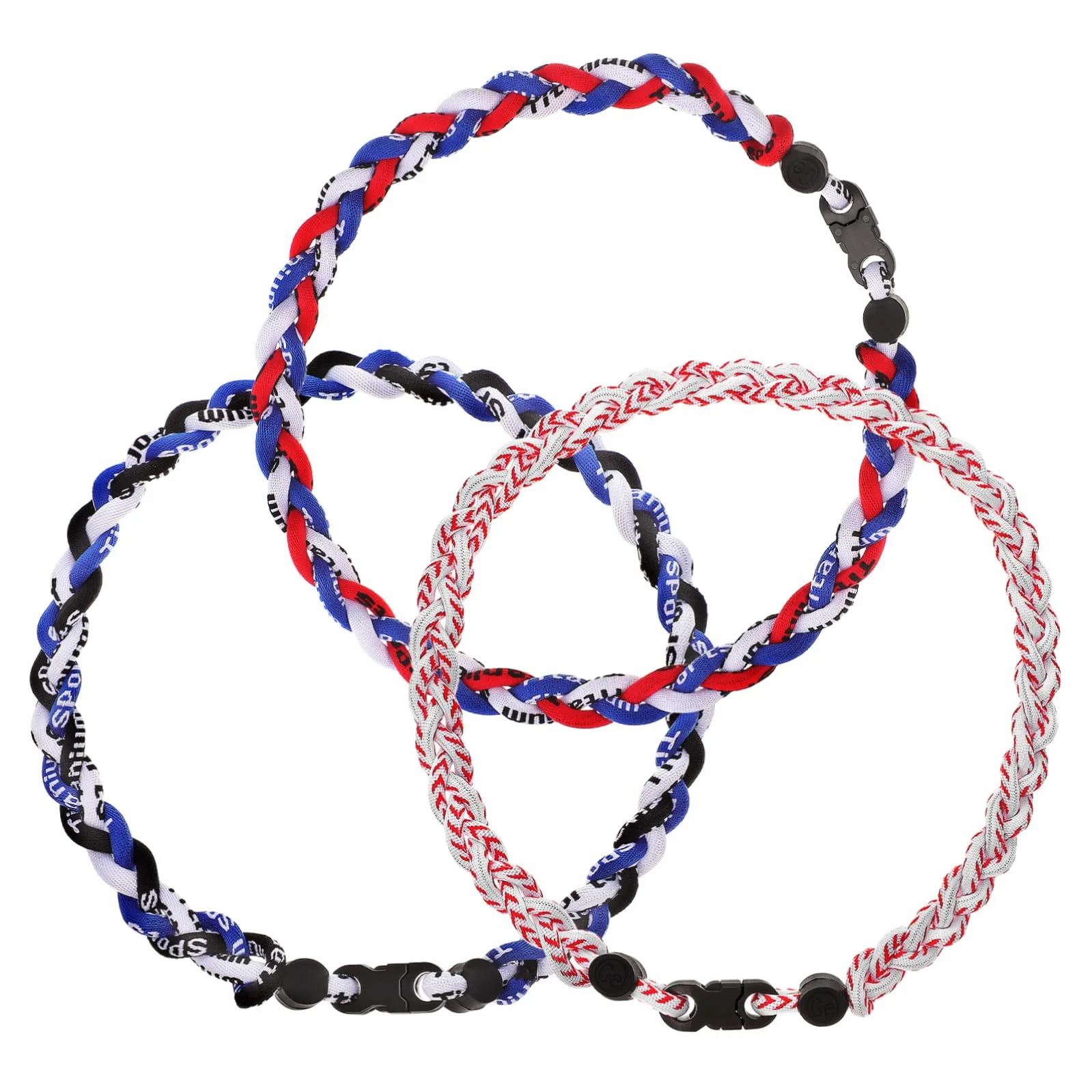 Collier Accessoires Sportifs Baseball Corde en Tressé pour Hommes 3 Pièces