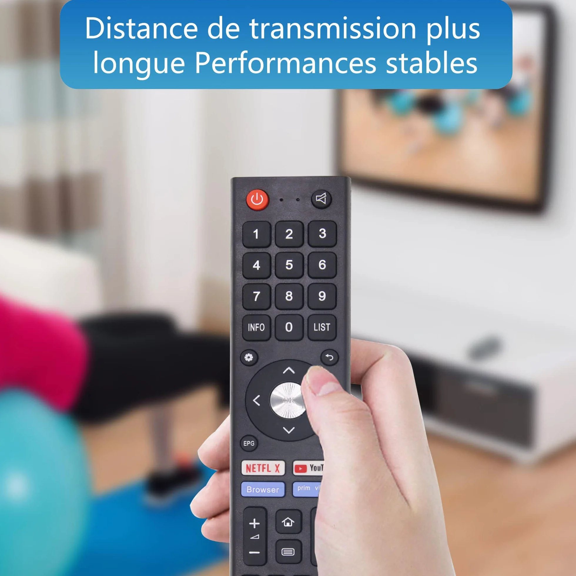 FOXRMT Télécommande pour Chiq Changhong UHD TV U55H7N L32H7N L40H7N L43H7N L50H7N L55H7N GCBL-TV02BDBIR U58H7N U43H7N U50H7N pour Saba SA24S46A9 SA32S67A9 SA40S67A9-Aucune Configuration requise