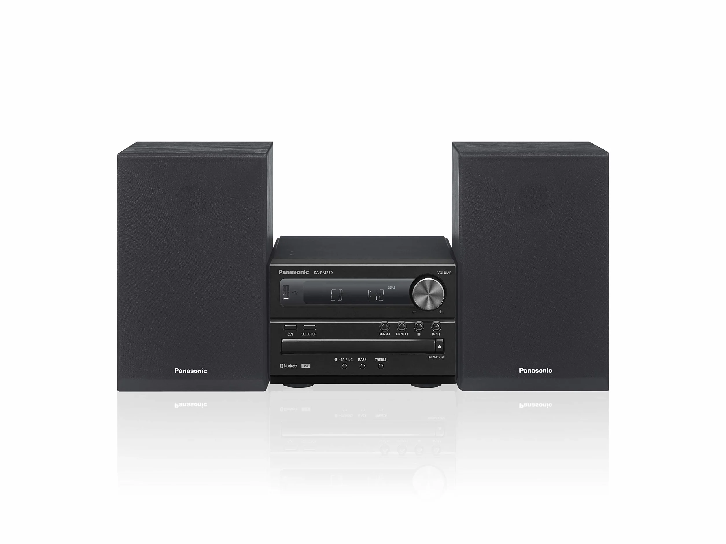 Panasonic SC-PM250BEGK Système Micro Hi-FI à 2 canaux, Radio numérique Dab+, Lecteur CD, Bluetooth, USB, Audio de Haute qualité, Basses puissantes et sonores, Design Compact et élégant, Noir
