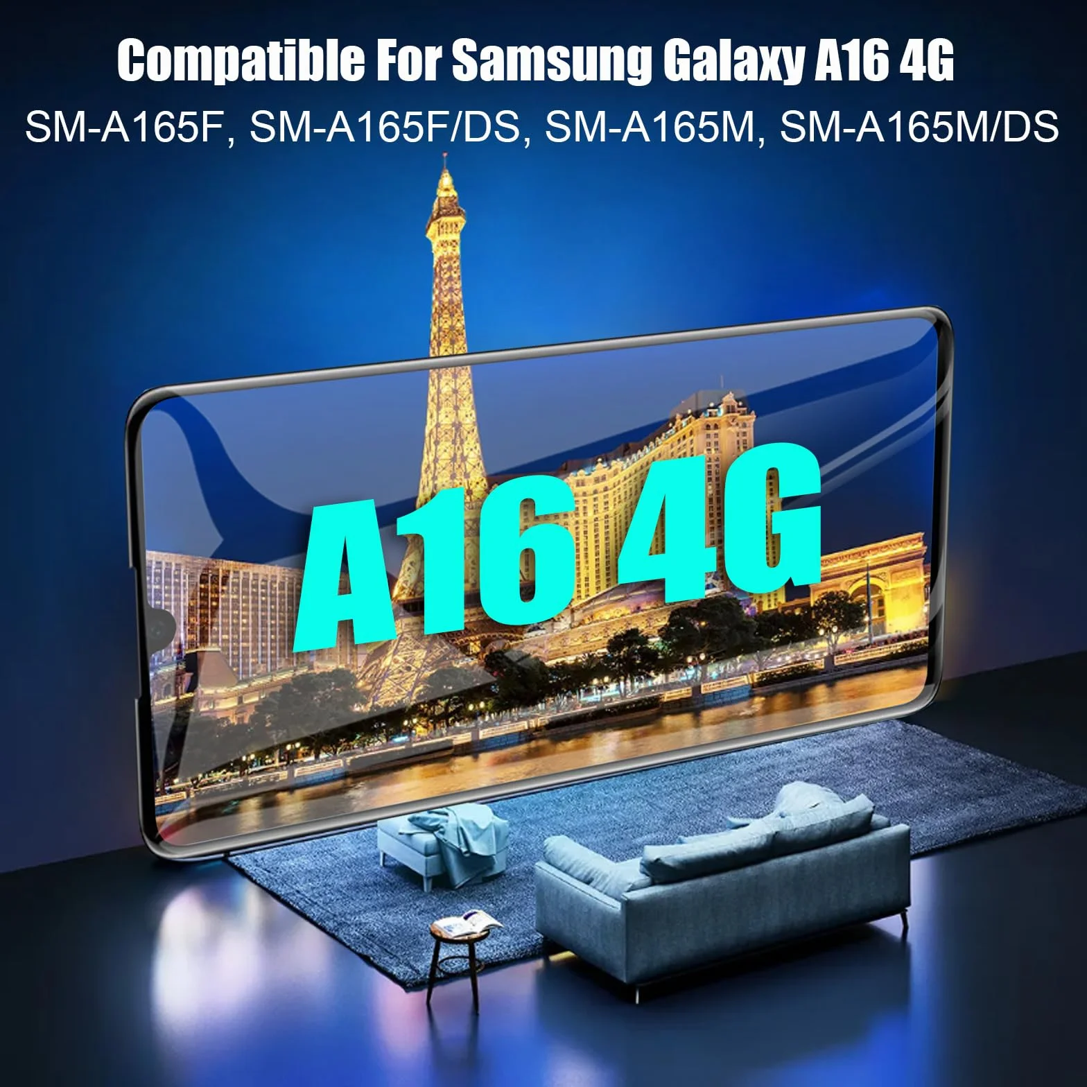DTD Écran pour Samsung Galaxy A16 4G A165F/A165M LCD Remplacement d'Écran Numériseur Écran Tactile Monté Remplacement avec Outils (Noir avec Cadre)