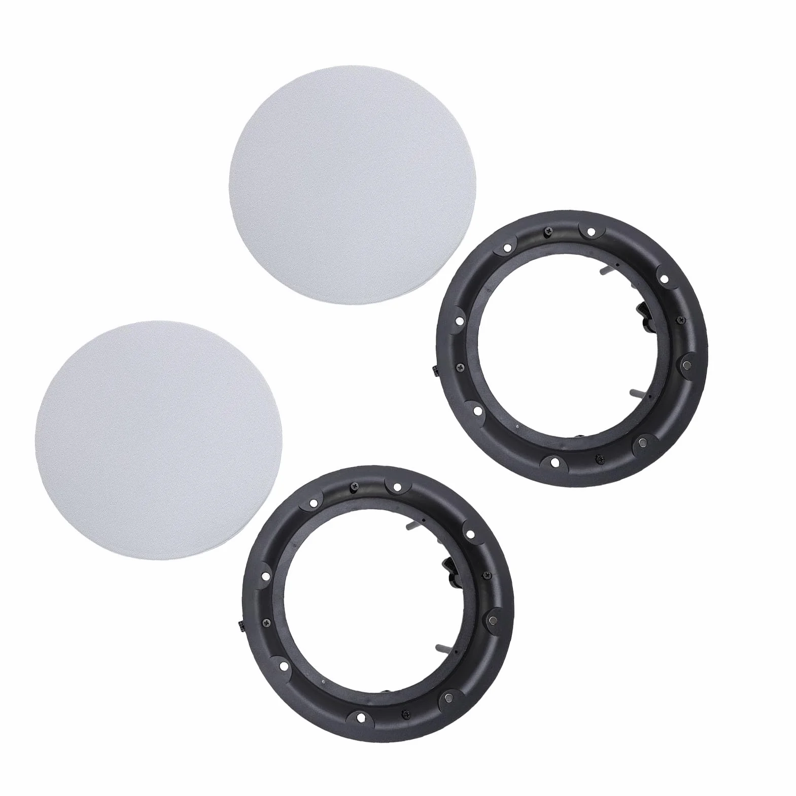 Sxhlseller Lot de 2 Grilles de Haut-Parleur de Plafond Rondes Magnétiques en Métallique avec Base de Montage en ABS, Finition Blanche Pouvant être Peinte, Diamètre Extérieur 280 Mm pour