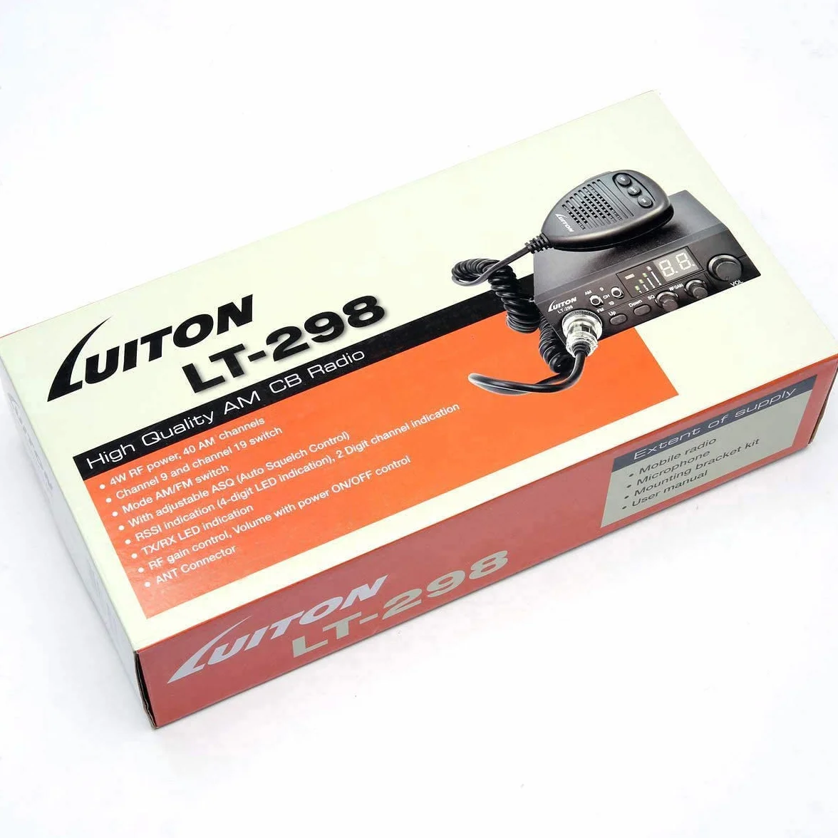 LUITON Radio CB LT-298 40 canaux design compact avec prise haut-parleur externe, grand écran LED facile à lire, compatible avec tension 12-24 V