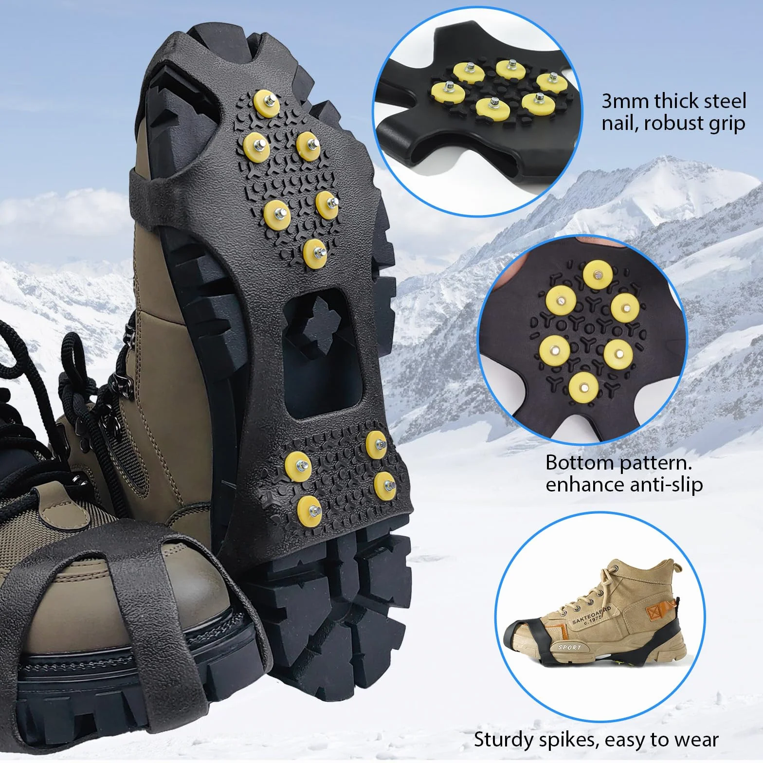 Crampons Neige Poids Léger Protection Marche Randonnée Hiver Plein Air Alpinisme
