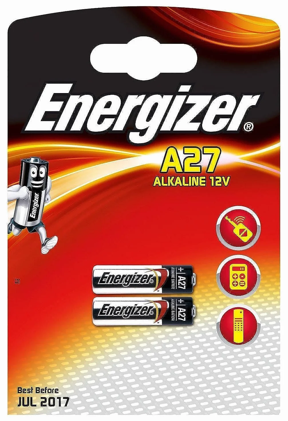 Energizer A27 Piles Alcalines Miniatures, Lot de 2, 12V