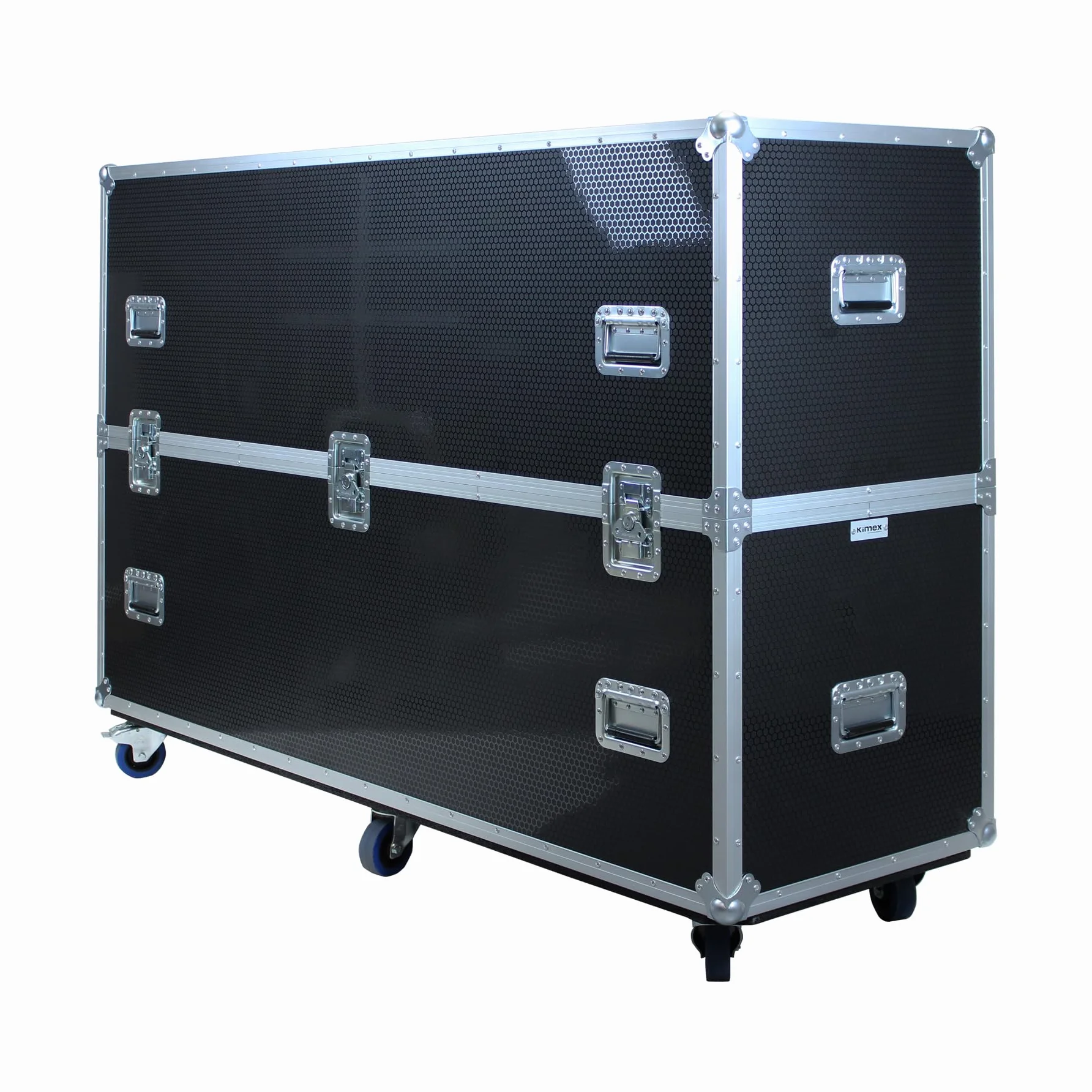 KIMEX Flight Case pour deux écrans TV 65"-75" sur roulettes