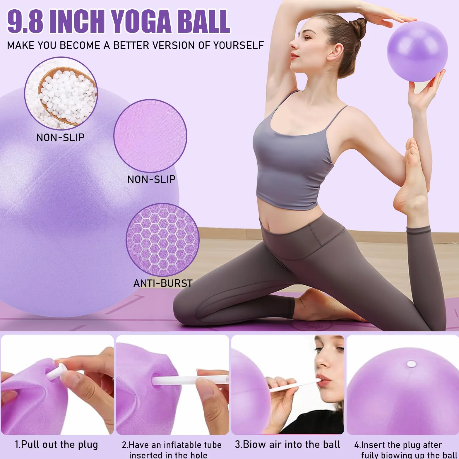 Ensemble d'anneaux de Pilates Kit essentiel avec cercle magique 32 cm, balle, bandes, disques glissants et poster d'entraînement