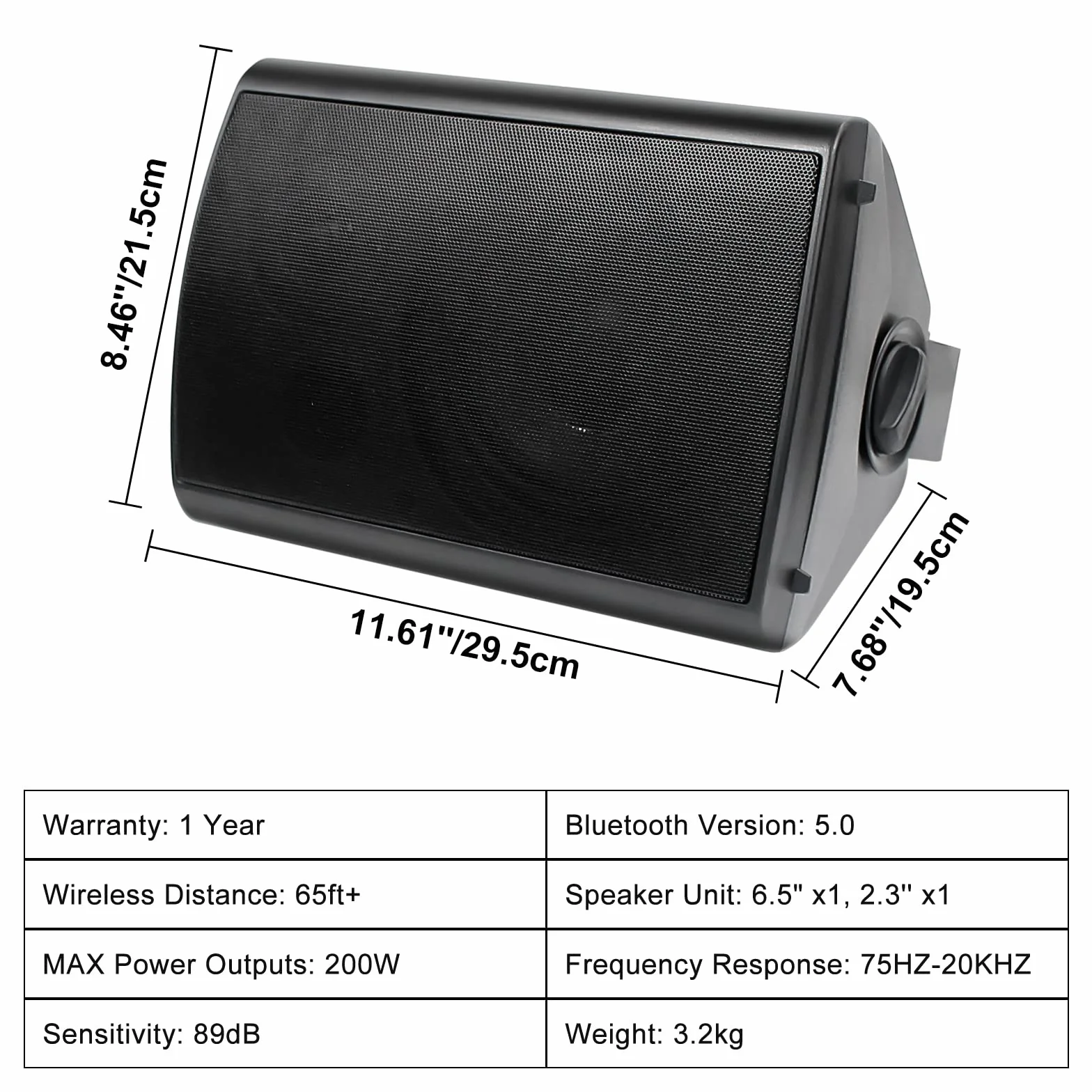 Herdio 6,5 Pouces Bluetooth Enceintes d'extérieur - Parleur 800W Haut - Parleur d'extérieur avec Source boîte d'amplificateur stéréo idéal pour terrasse extérieure Jardin Veranda (4 Noirs)