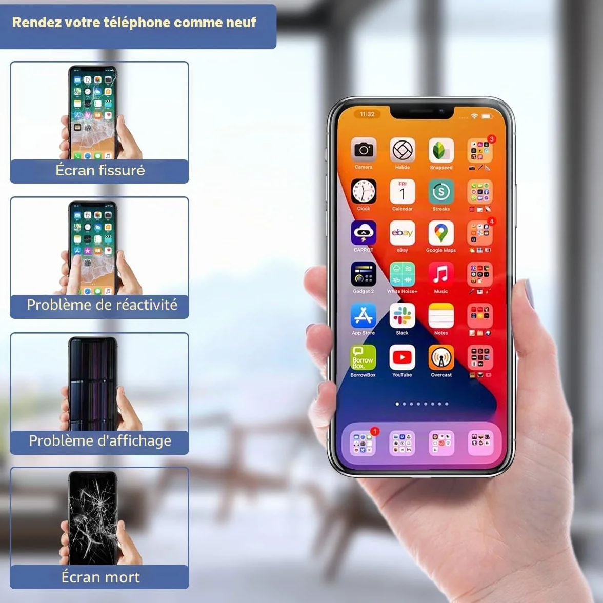 Yodoit Écran pour iPhone 13 LCD Ecran 6,1" FHD Tactile Vitre 3D Touch Face ID Digitizer Complet et Kit de réparation