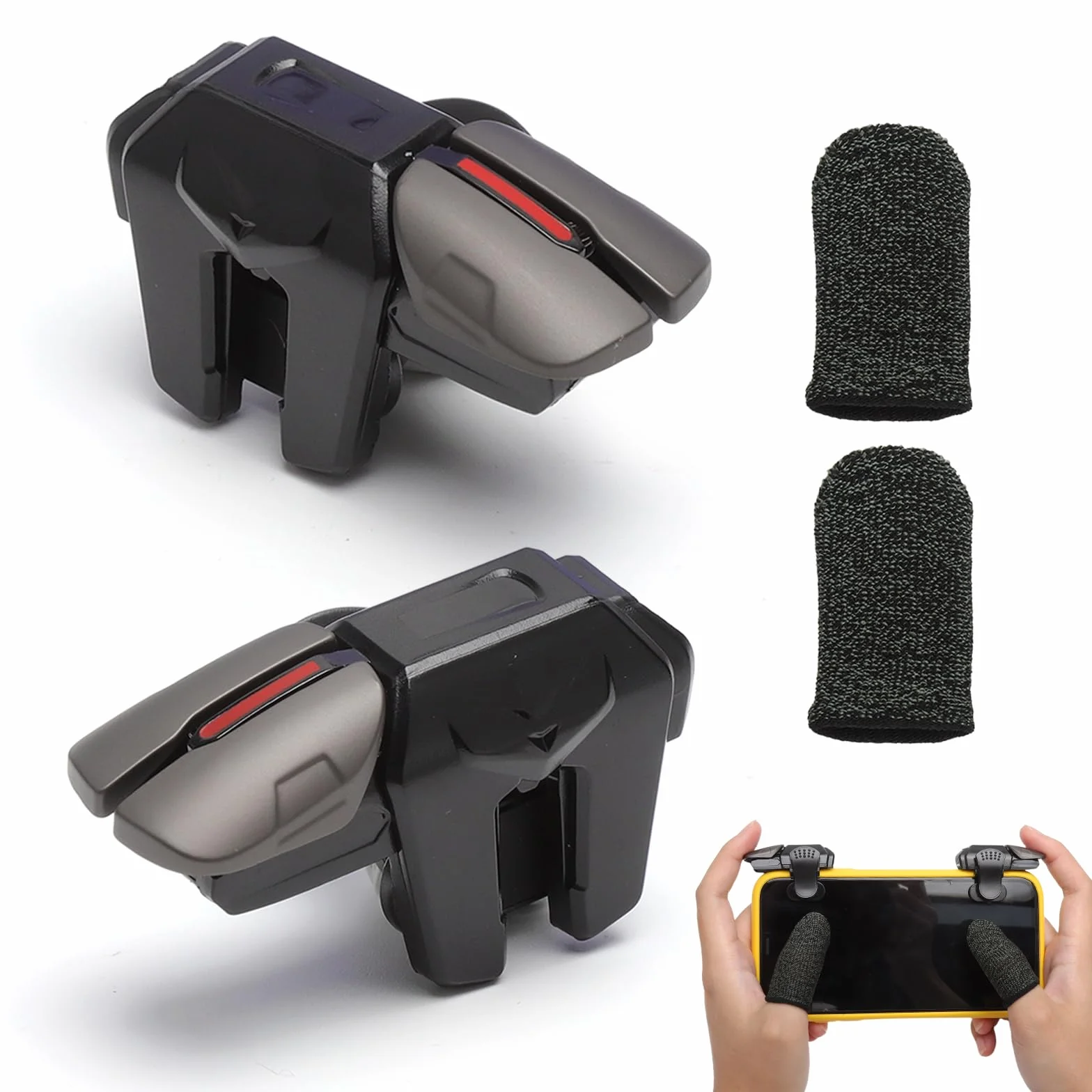 Manette Jeu Mobile Trigger Controller L1R1 L2R2, Manette Smartphone pour PUBG Mobile & Call of Duty Android iPhone iOS, Joystick Téléphone Portable & Accessoires Gaming avec Doigts Antidérapants