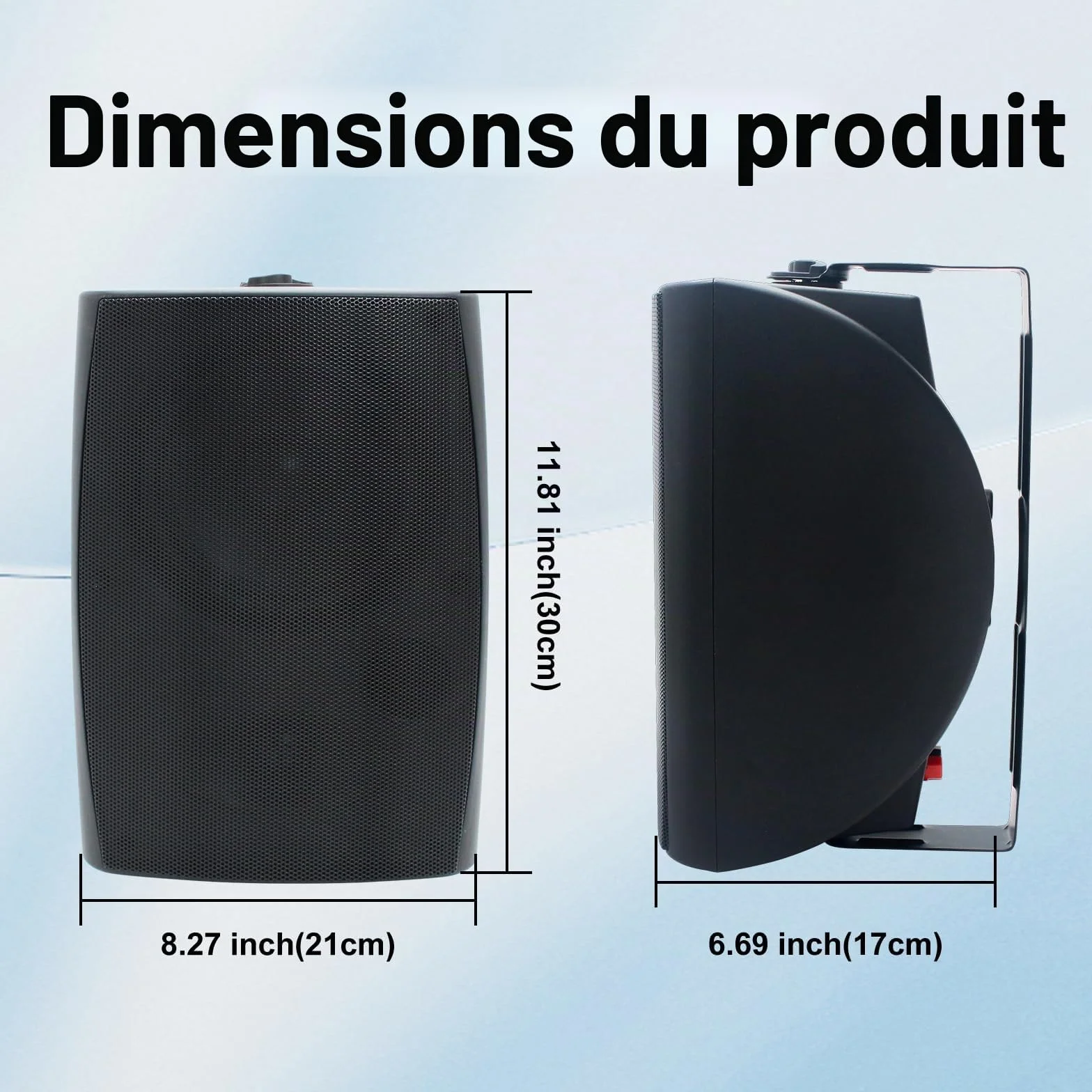 Herdio 6,5 Pouces 800 W Haut-parleurs Bluetooth d'extérieur, filaires étanches avec amplificateur Multifonctionnel, Haut-parleurs muraux pour terrasse, Piscine, Jardin (Noir)