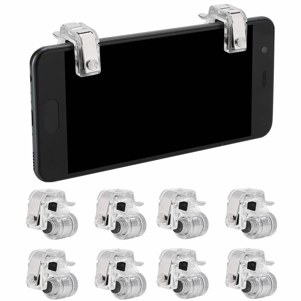 Le Contrôleur de Jeu Mobile Déclenche 8 Pcs R11 Quatre Six Doigts Assistant Bouton Mobile Trigger pour Le Jeu pour Le Téléphone PUBG (Argent)