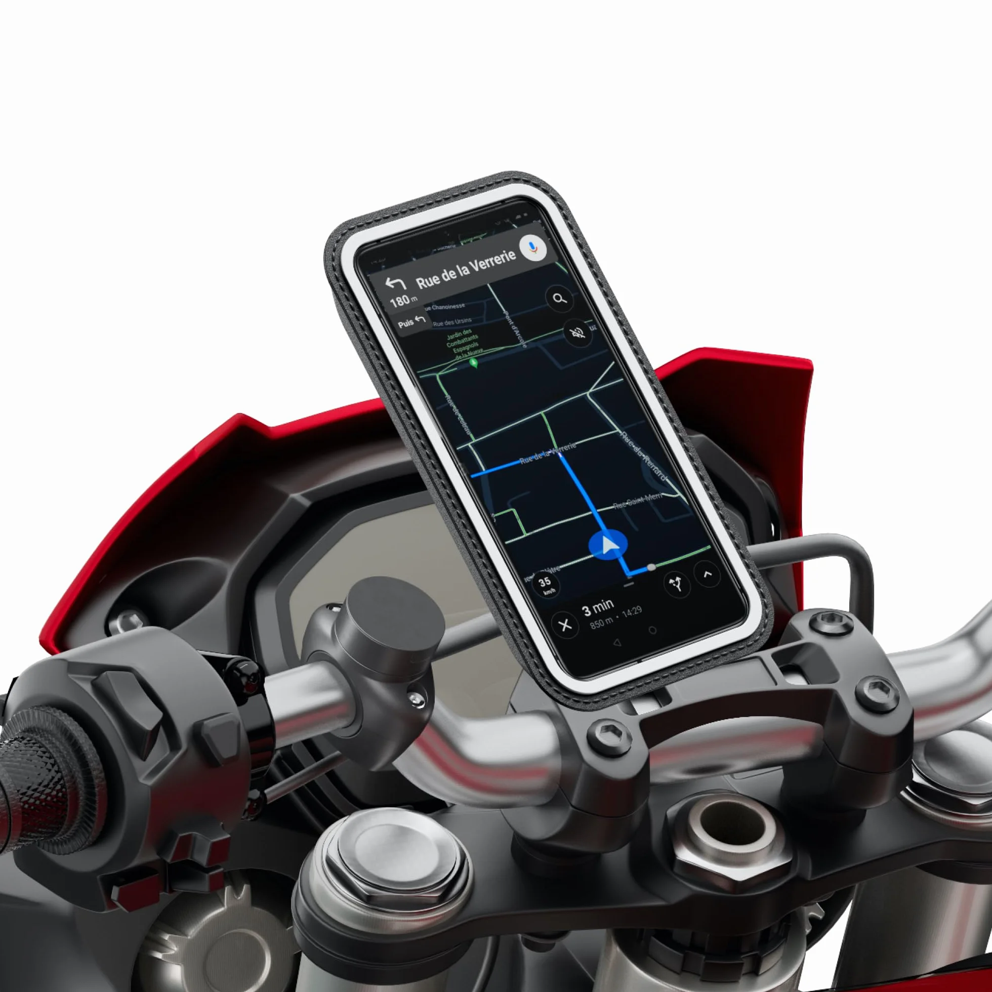 Shapeheart Support Téléphone Moto Pro Magnétique - Fixation Vissée Anti-Vibrations Guidon - Pochette Étanche XL Tactile - Housse Imperméable Moto, Scooter - Système Stable et Amovible