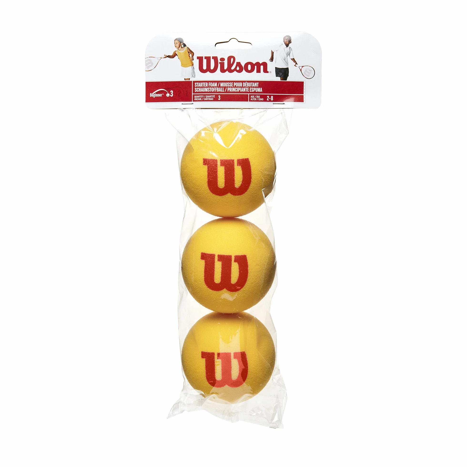 WILSON Balles de Tennis Starter Foam Paquet de 3 Jaune Rouge pour Enfants WRZ258900