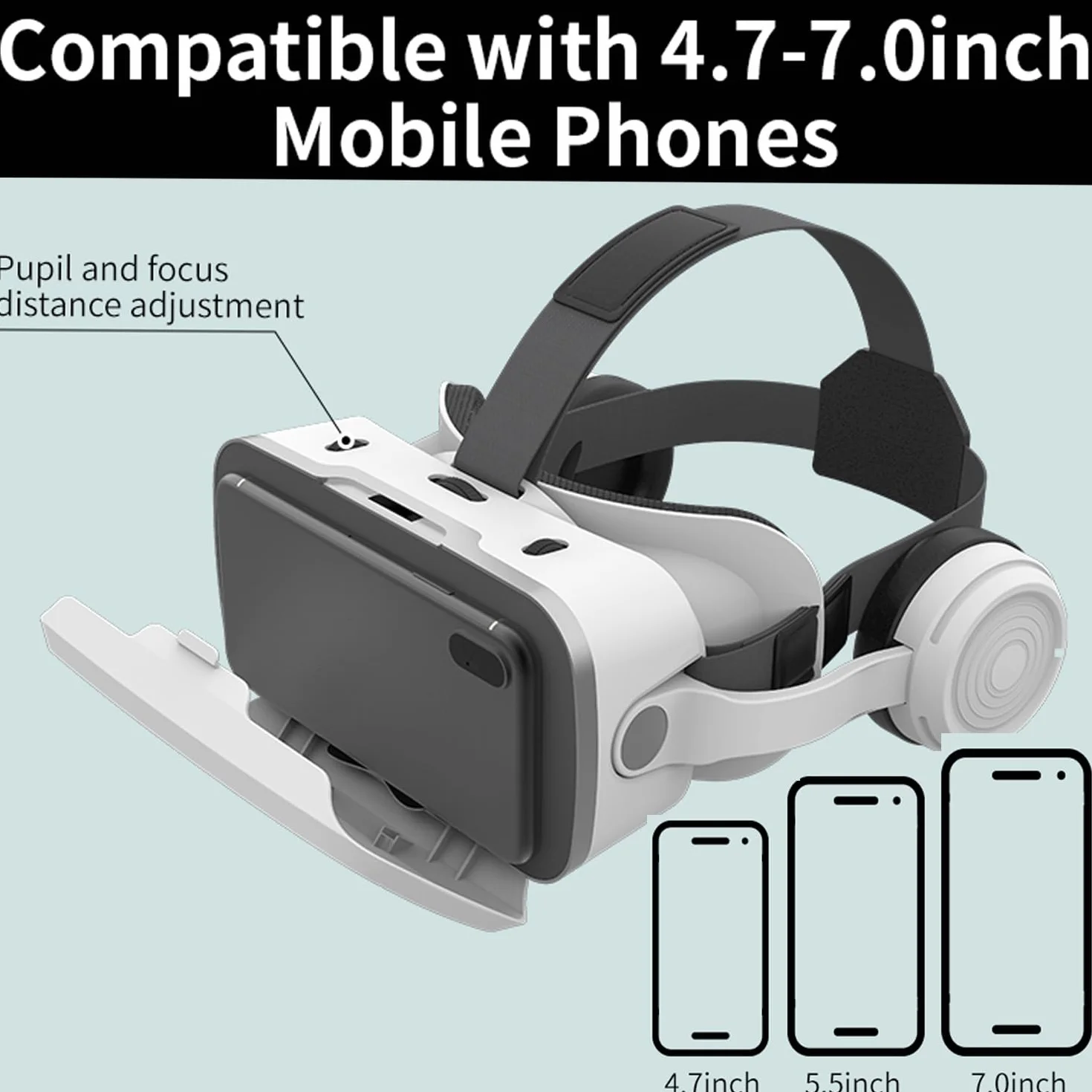 Casque de réalité virtuelle compatible avec iPhone, Samsung, Android 4,7-7,2", lunettes de réalité virtuelle avec lumières bleues pour jeux, films et vidéos avec télécommande, casque VR 3D pour