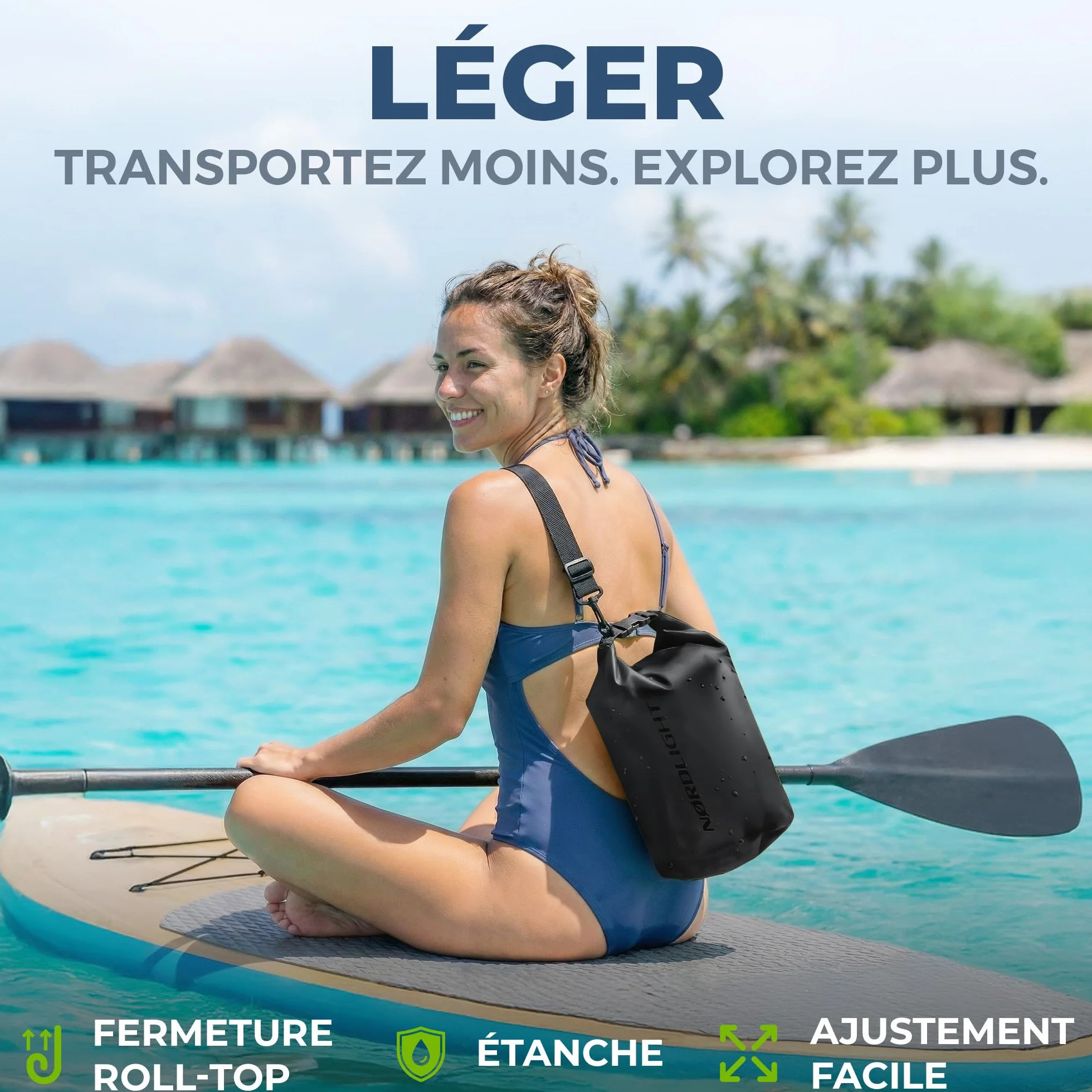 Nordlight Sac Étanche 2L Dry Bag Rouge Pochette Étanche Nautique Sac Dos Imperméable Roll Top