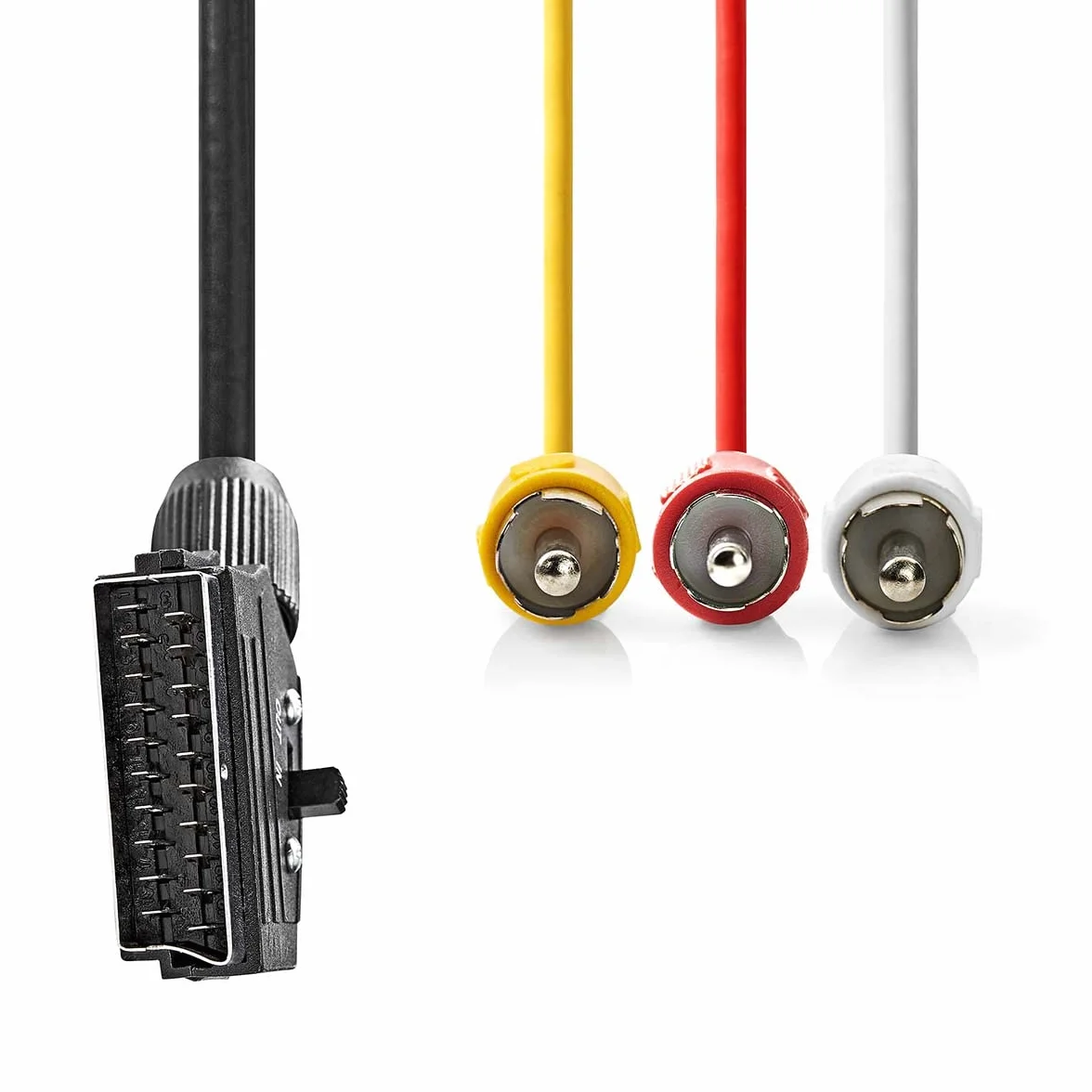 NEDIS Câble péritel commutable SCAR T mâle - 3 x RCA mâle, 2.0, noir
