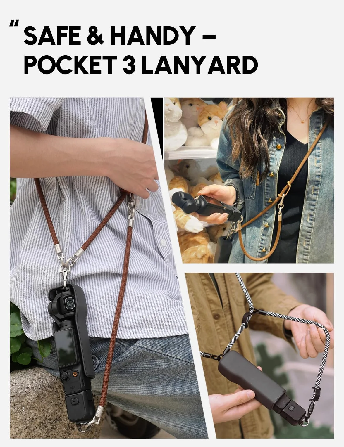 Cordon pour Pocket 3,Cordon Patch 2,Sangle Bandoulière & Dragonne,Lanière pour DJI Osmo Pocket 3, Sangle pour Téléphone