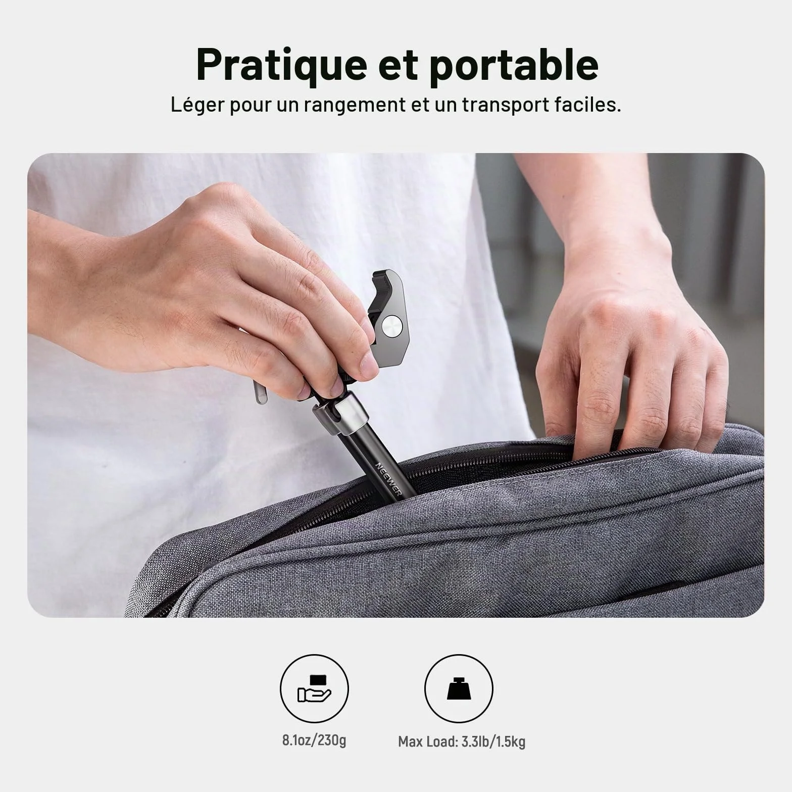 NEEWER Bras Magique Réglable 25cm/9,8" avec Super Pince, Filetages 1/4" & 3/8", Vis 1/4" pour Flash/Éclairage LED/Micro/Moniteur, Compatible avec SmallRig, Charge Maximale: 2kg, ST25C