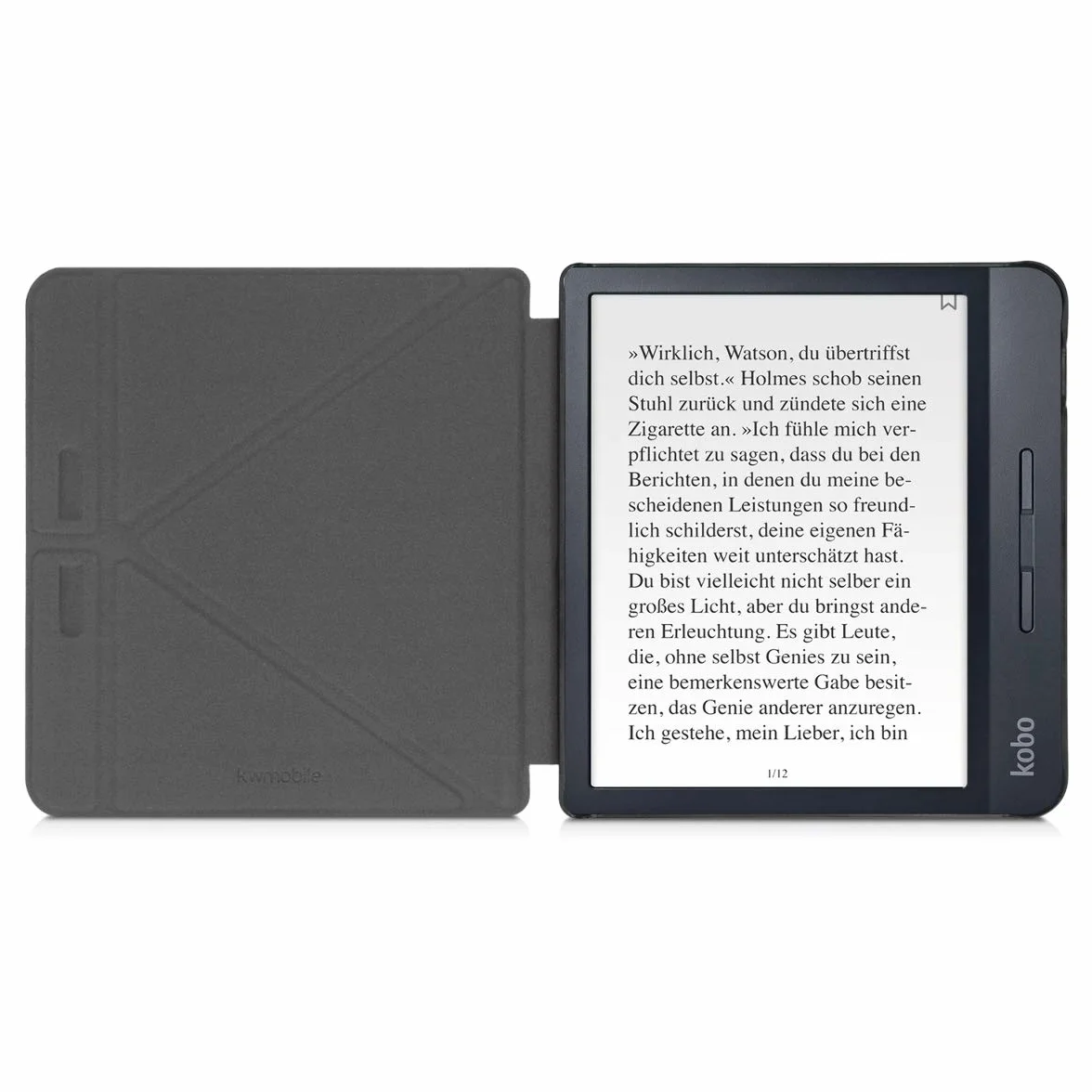 kwmobile Étui Compatible avec Kobo Libra H2O Coque - Étui à Rabat magnétique Tablette eReader Similicuir - Bleu foncé