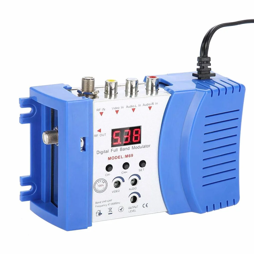 Modulateur RF Numérique AV vers RF Convertisseur VHF UHF 47-868 MHz 110-240V Prise UE Bleu