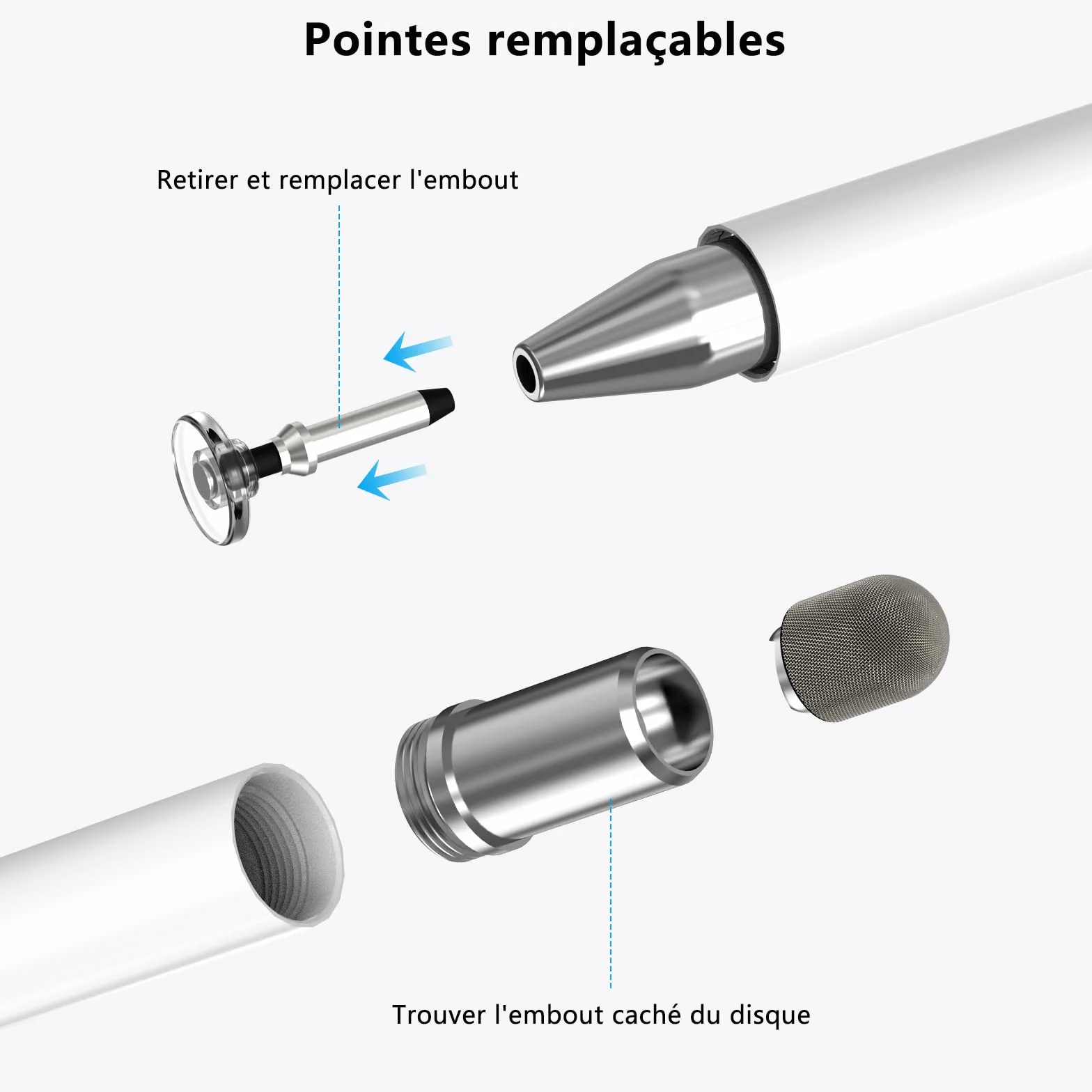 Stylet Tablette, 2 en 1 Stylet Tactile Pencil Compatible avec Toutes Les Tablettes et Smartphones, iPhone, iPad, Samsung, Lenovo, Surface, Huawei, Xiaomi, Android, iOS, etc.
