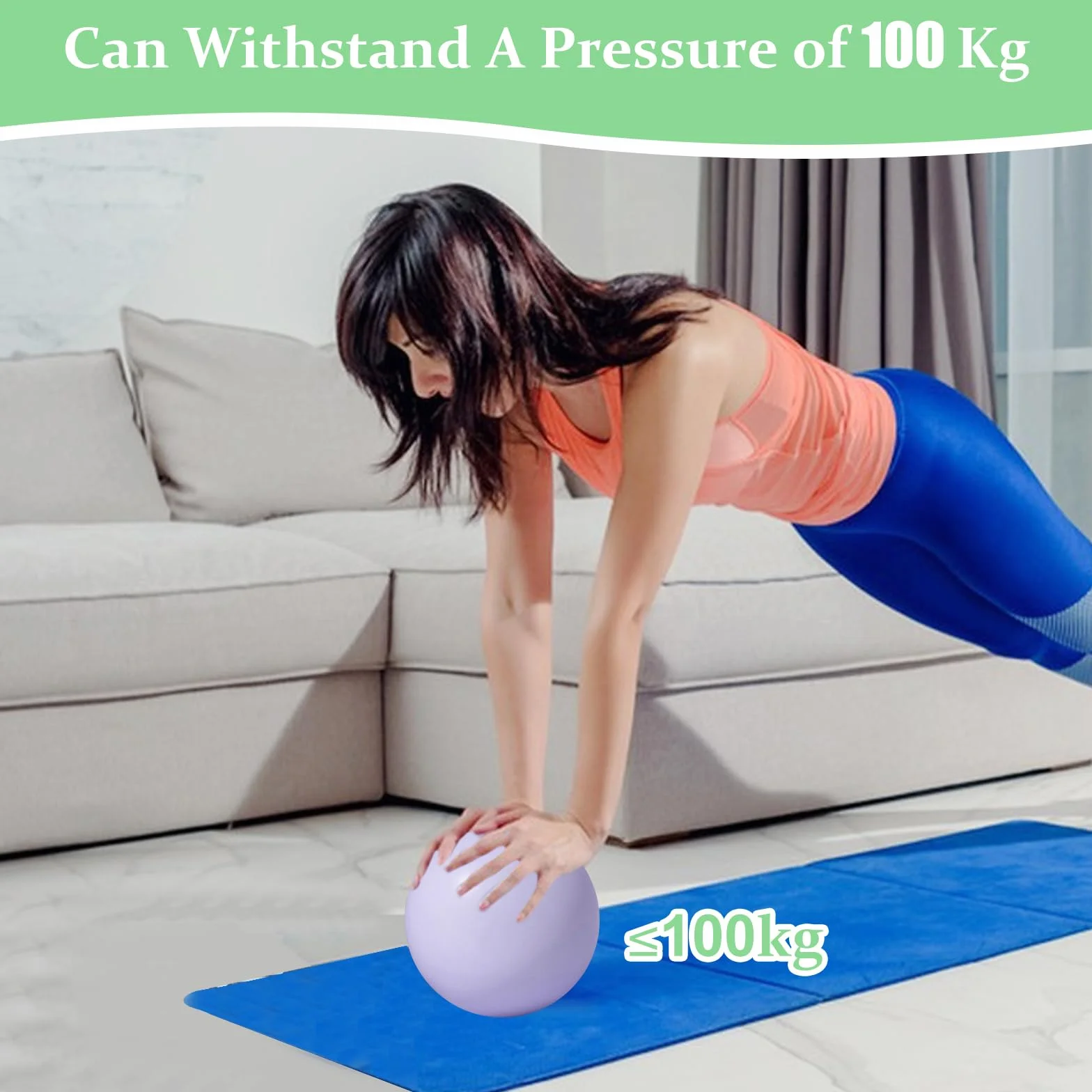 Lot de 3 balles de Pilates 25 cm antidérapantes rose violet vert avec tube de soufflage pour yoga et gym