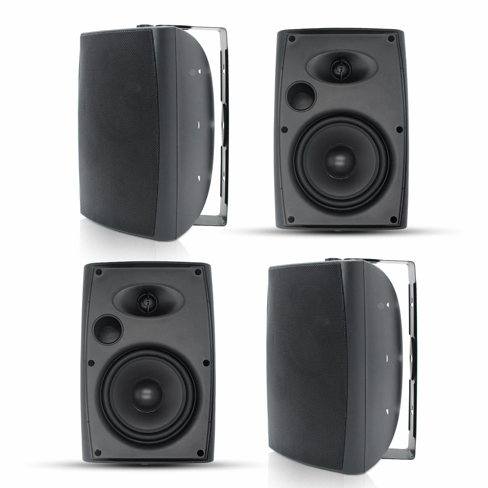 Herdio 6,5 Pouces 800 W Haut-parleurs passifs d'extérieur, 2 Voies, avec Basses, étanche Enceintes d'extérieur, adaptés pour terrasse, Porche, Jardin, intérieur ((4, Noir)