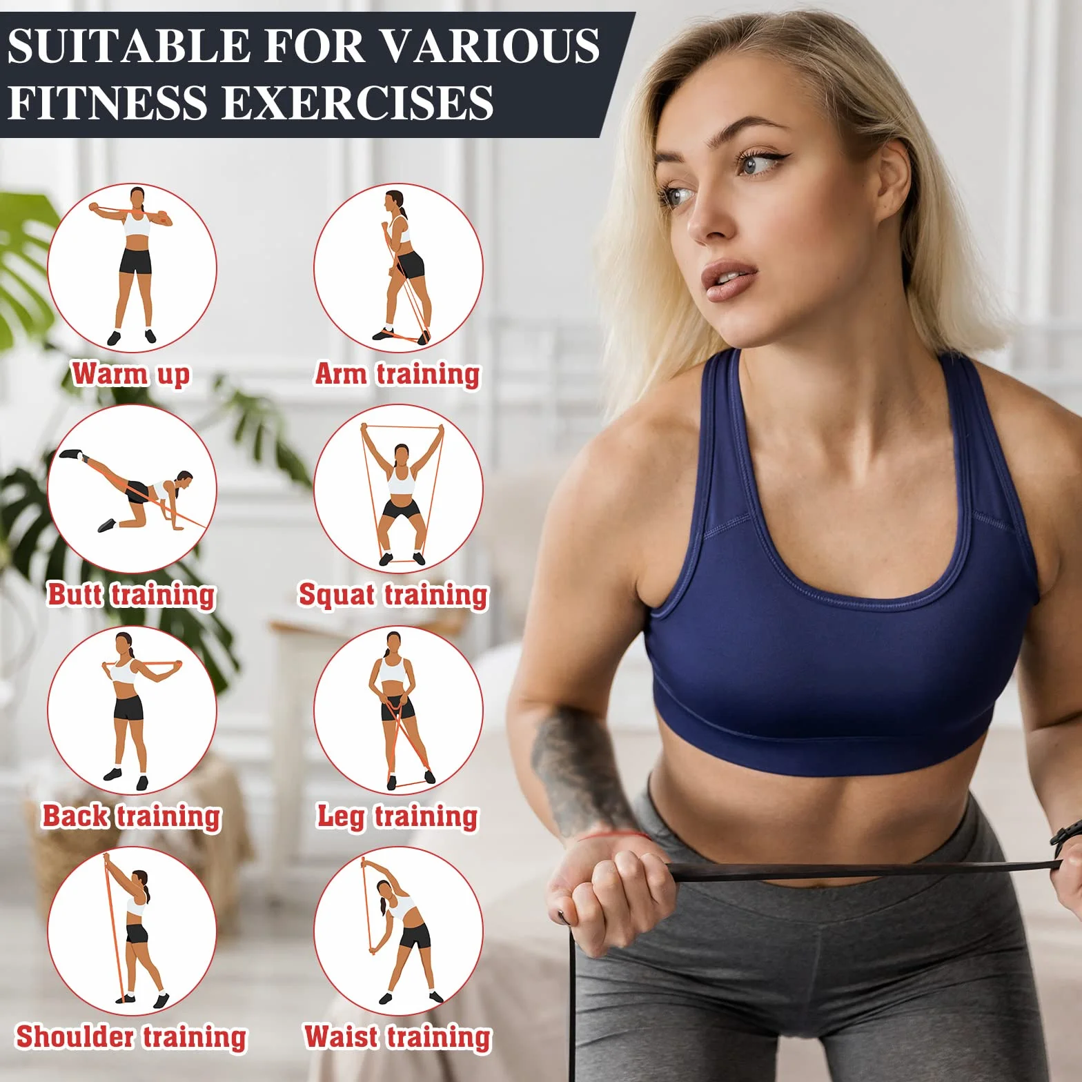 Bande Elastique Musculation, 3 Tailles Élastique Sport Bandes Fitness, Resistance Traction Powerlifting