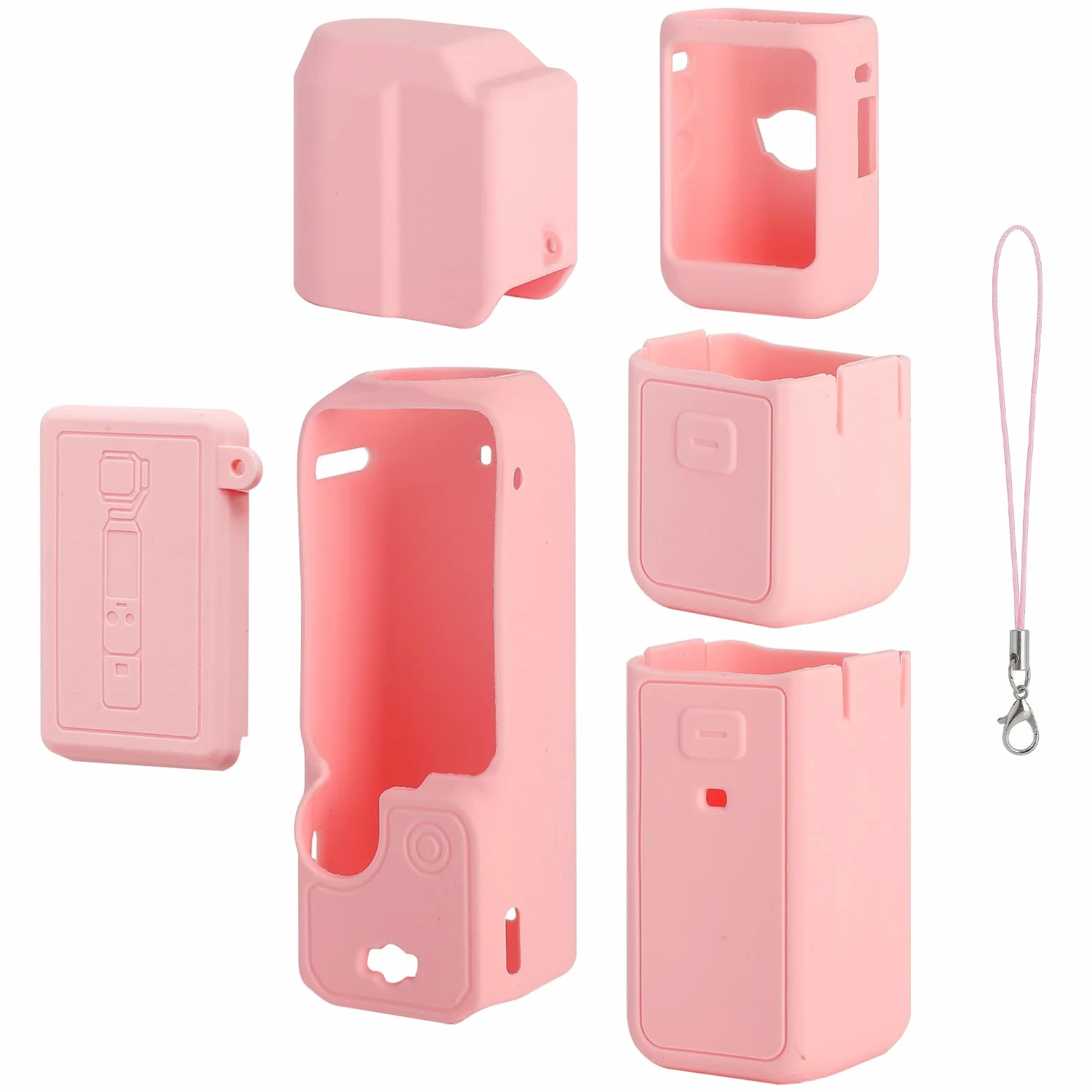 Housse Silicone DJI Osmo Pocket 3, Étui Protection Antichoc avec Dragonne, Coque Antidérapante Ajustement Parfait, Rose