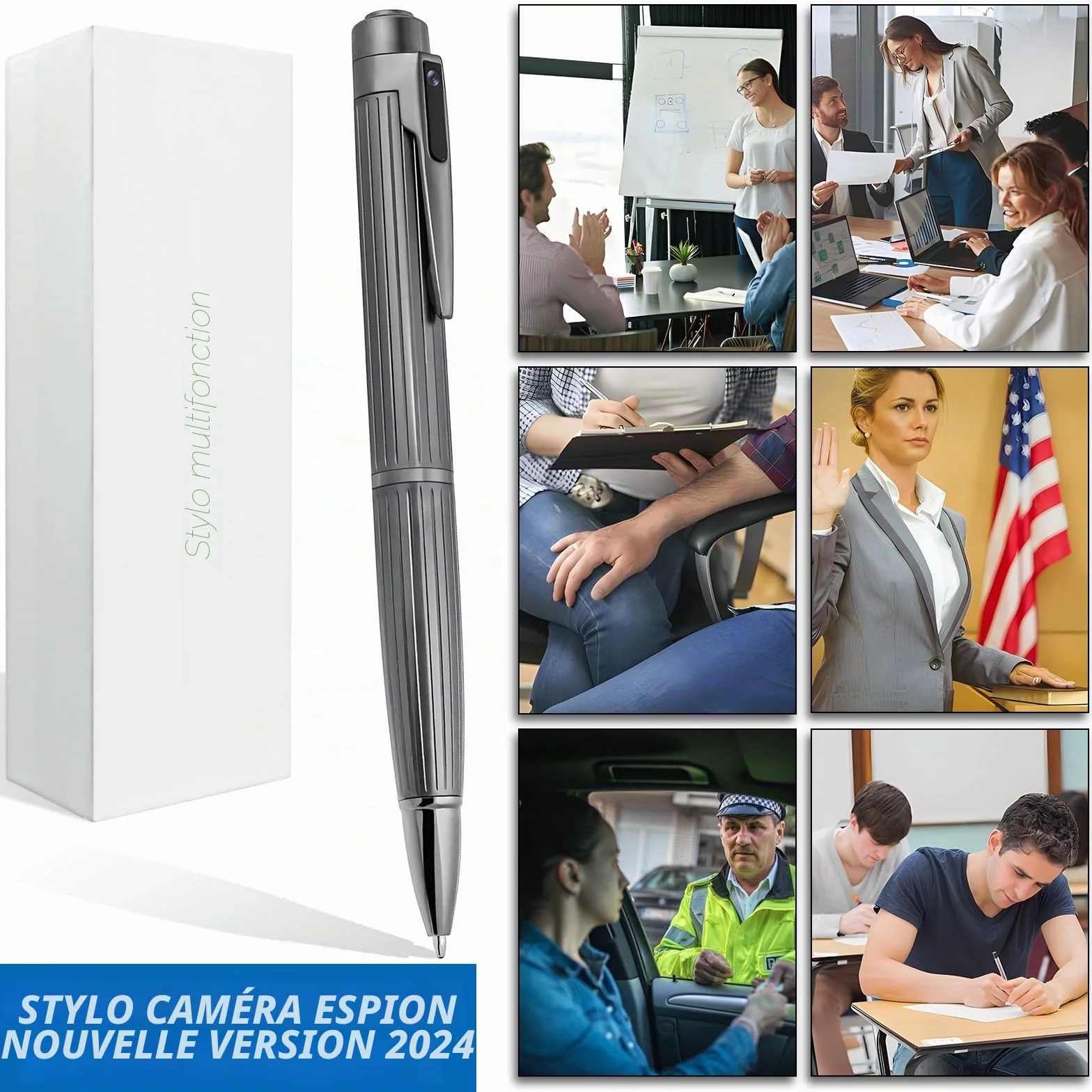 OTADUG Caméra Stylo Espion, caméra cachée 1080P de 16 Go avec Surveillance des mouvements, Enregistrement vidéo et Audio