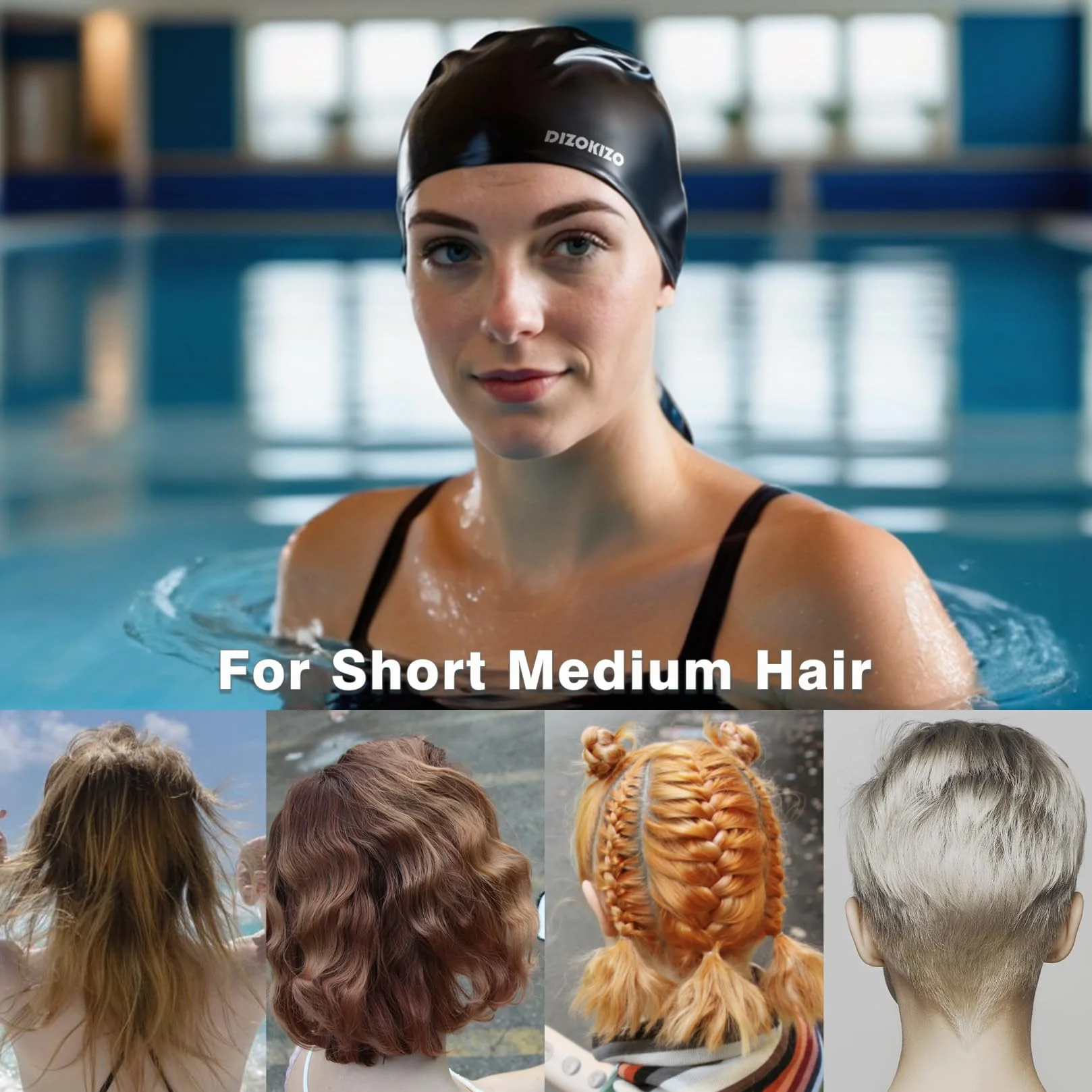 Bonnets de Bain en Silicone Anti-glissants pour Adultes Cheveux Longs et Courts, Lot de 2