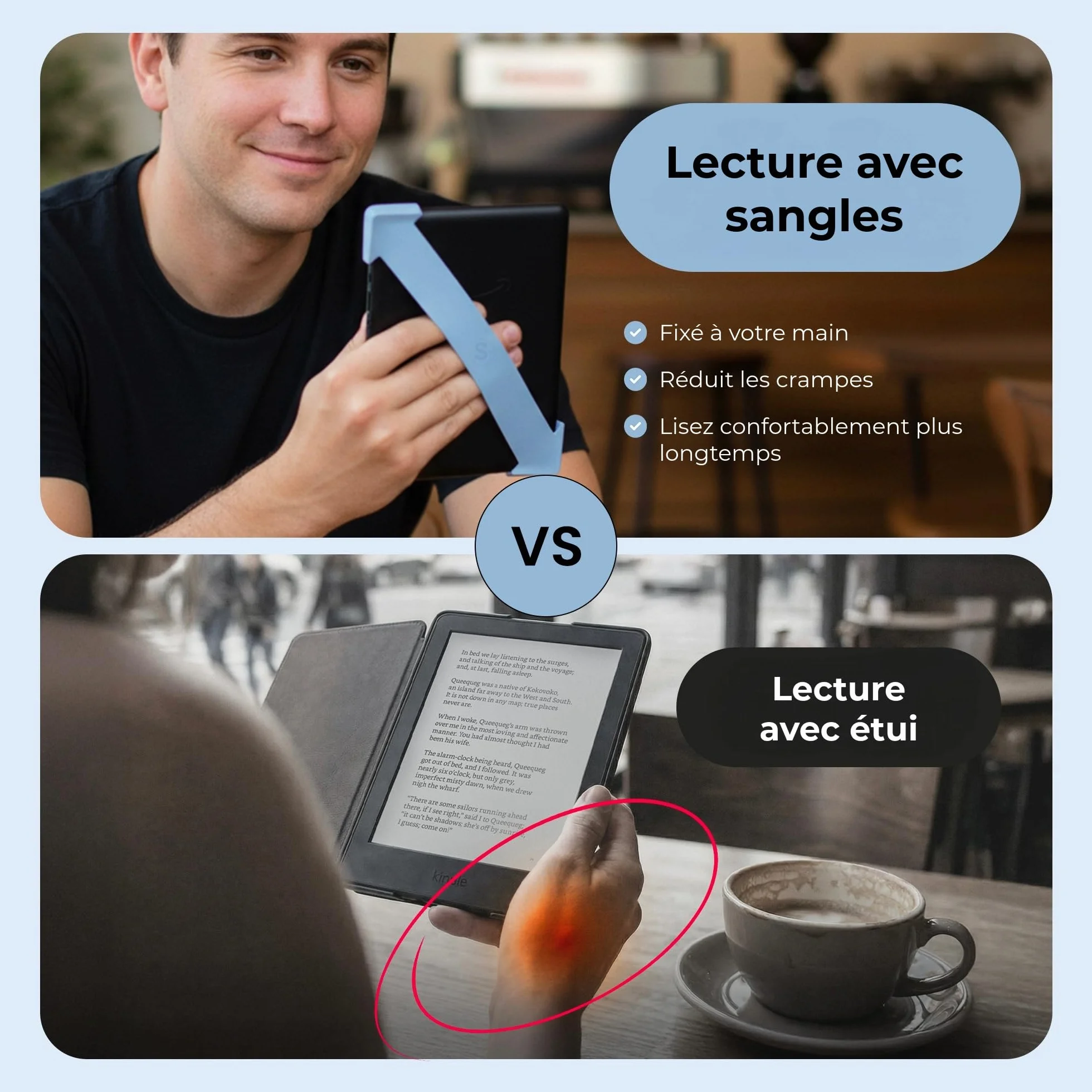Strapsicle Sangle Main pour Kindles & Kobos – Convient Paperwhite Gen 11/12 (6,8”/7”), Signature Edition – Colorsoft – Lot de 2 – Grand – Blush
