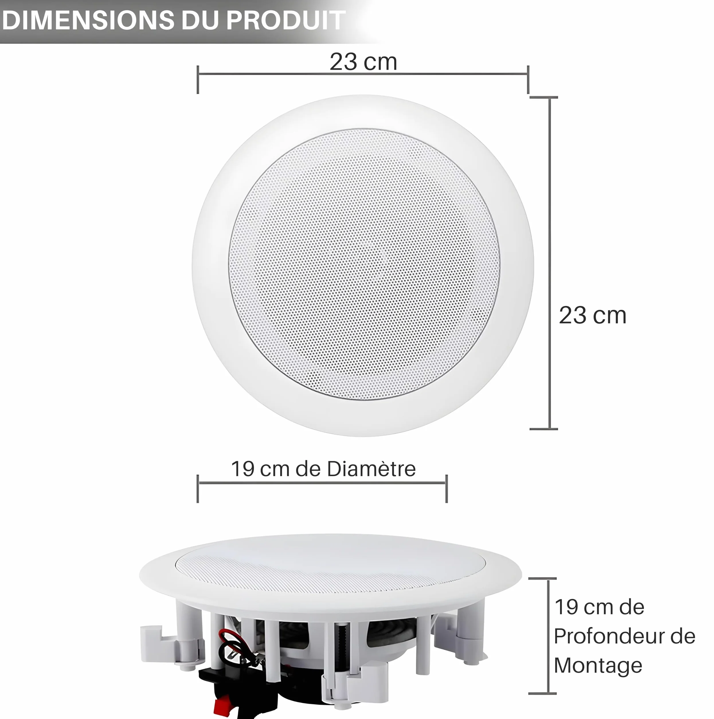 Pyle Enceintes Bluetooth 2 Voies à Encastrer Mur/Plafond avec Connexions Rapides et Grilles Interchangeables