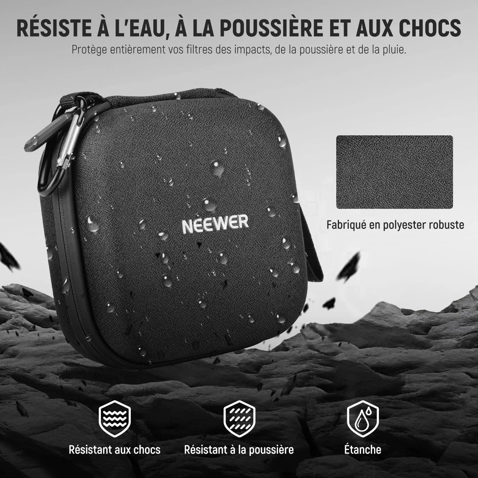 NEEWER Sac de Rangement pour Filtres PB12 11x11 cm avec Séparateurs, Dragonne et Mousqueton