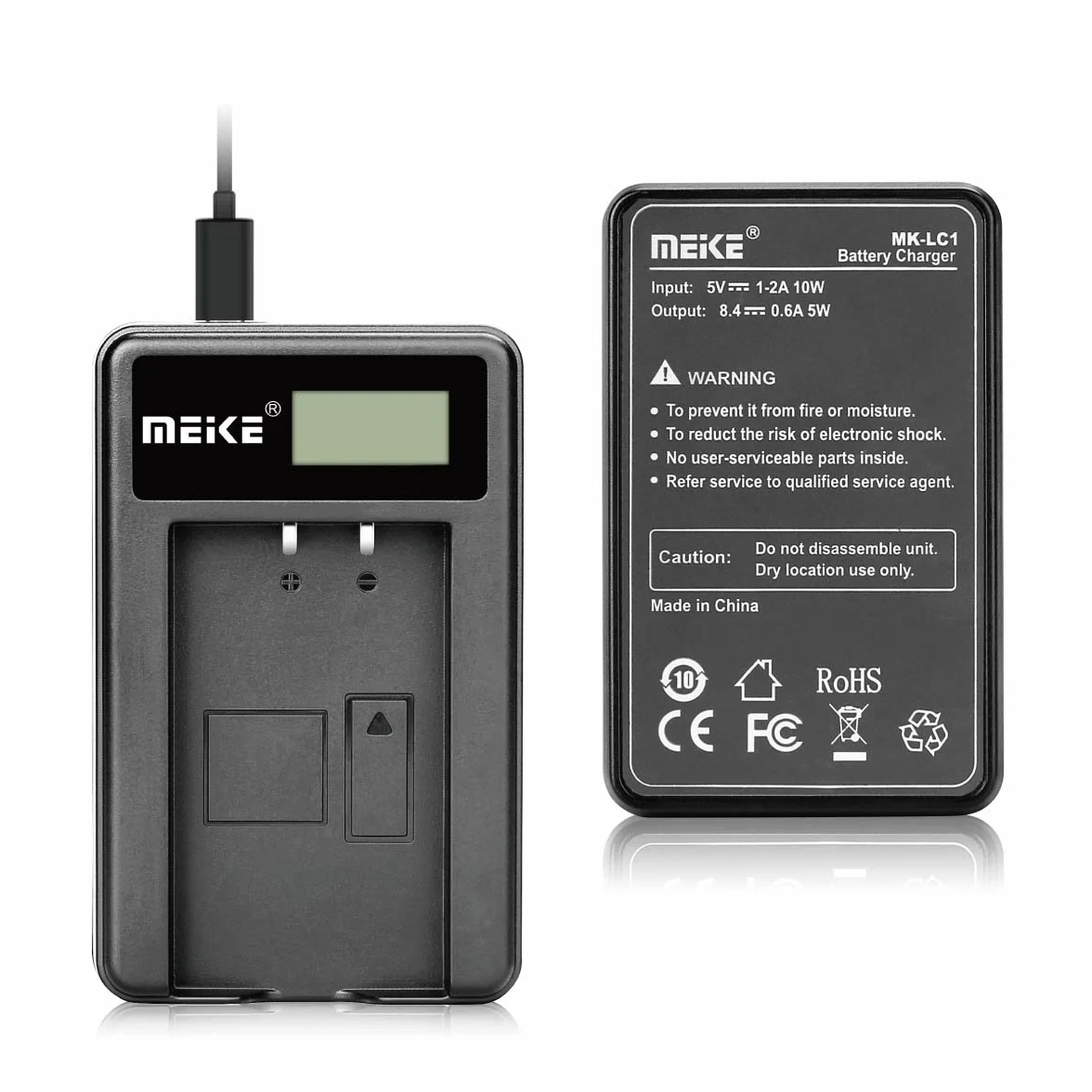 Meike MK-LC1 Chargeur de batterie Li-ion avec écran LCD pour batterie MK 420 Speedlite Series (MK-LP1)