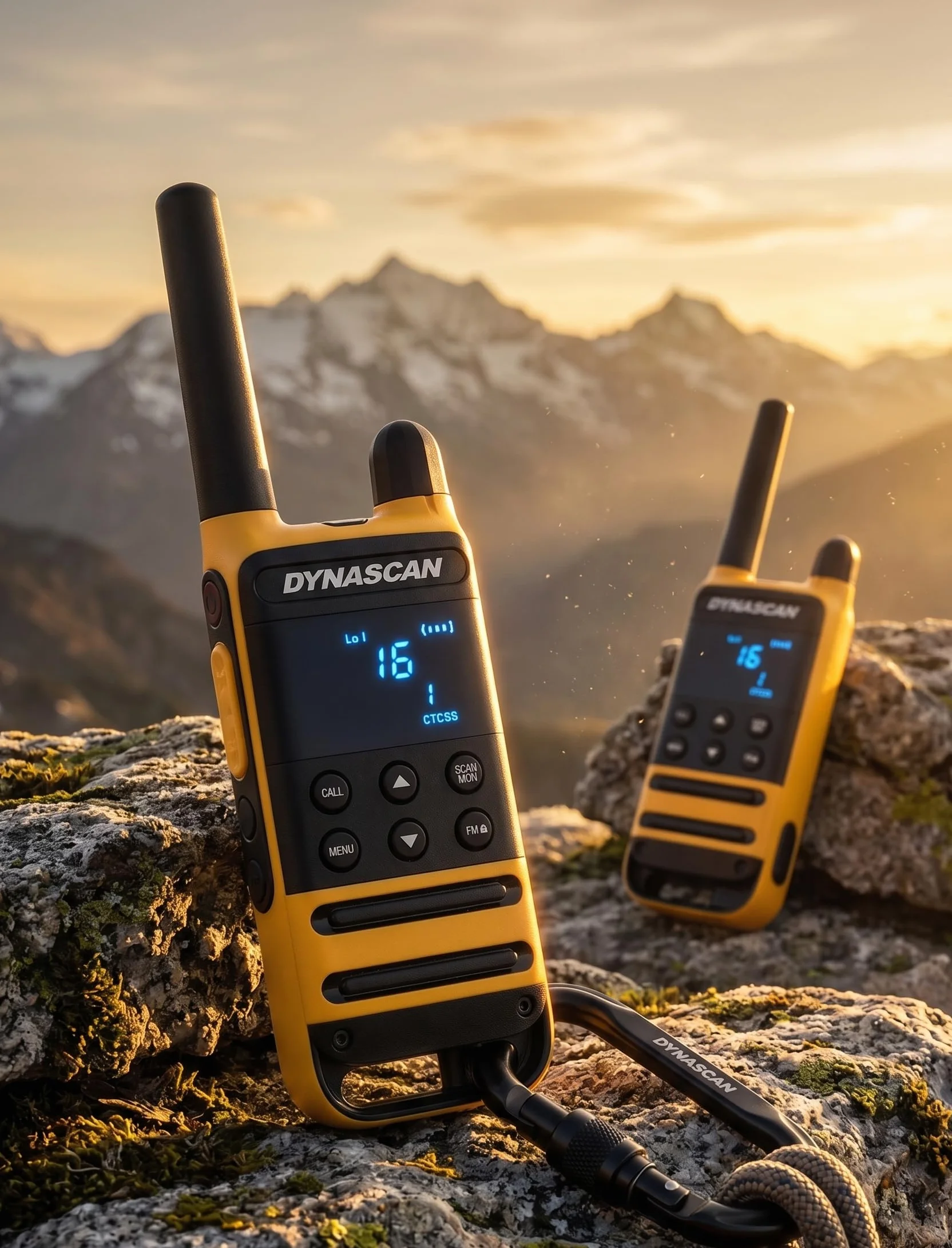 Dynascan P19 Pack de 2 Talkies-Walkies PMR446 avec Mallette de Transport et Oreillettes – Usage Libre, IP54, Portée 10km, Écran LED Invisible, Alerte Vibration