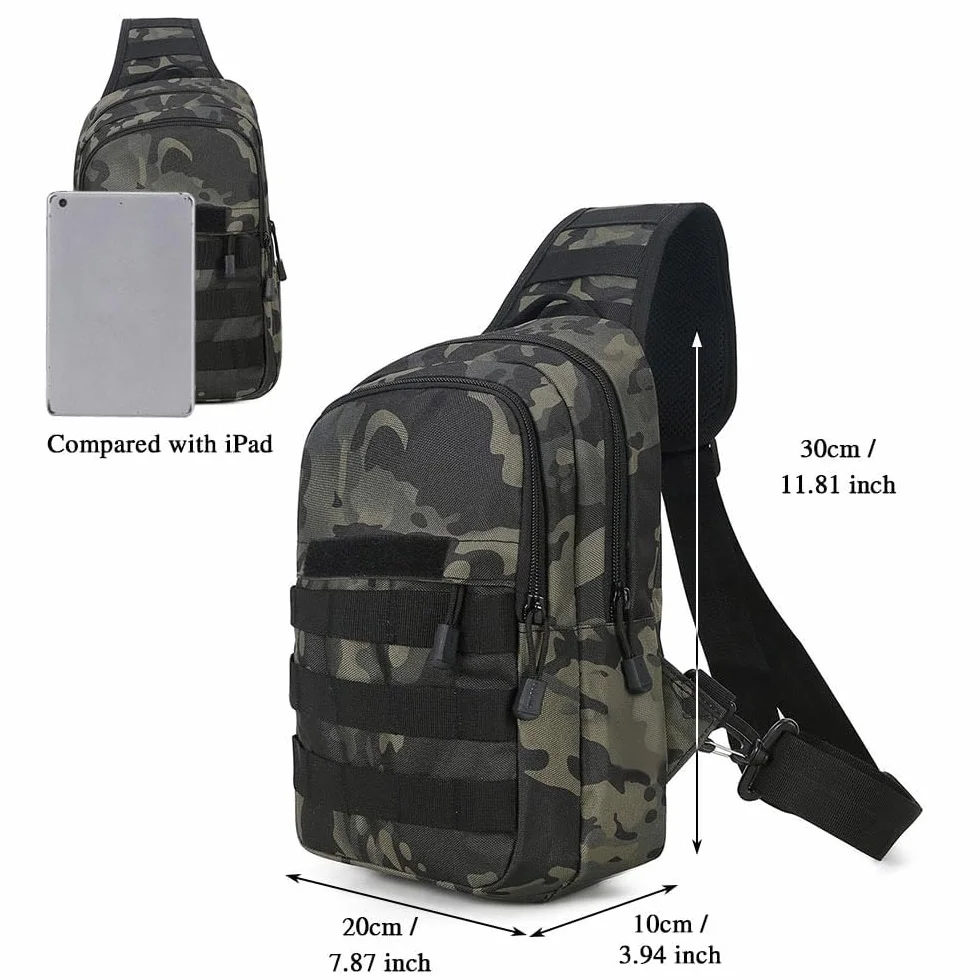 Sac Bandoulière Homme Tactique Sacoche Poitrine Militaire avec Poches Multiples Anti-Vol