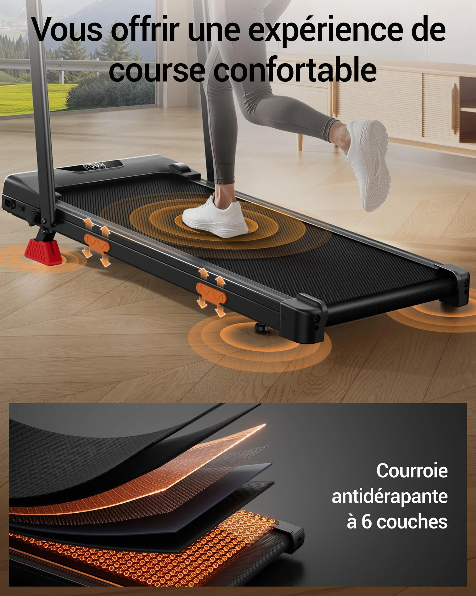 CURSOR Tapis de Course Pliable Inclinable 15% 3.0 HP Moteur Silencieux Charge Max 159KG