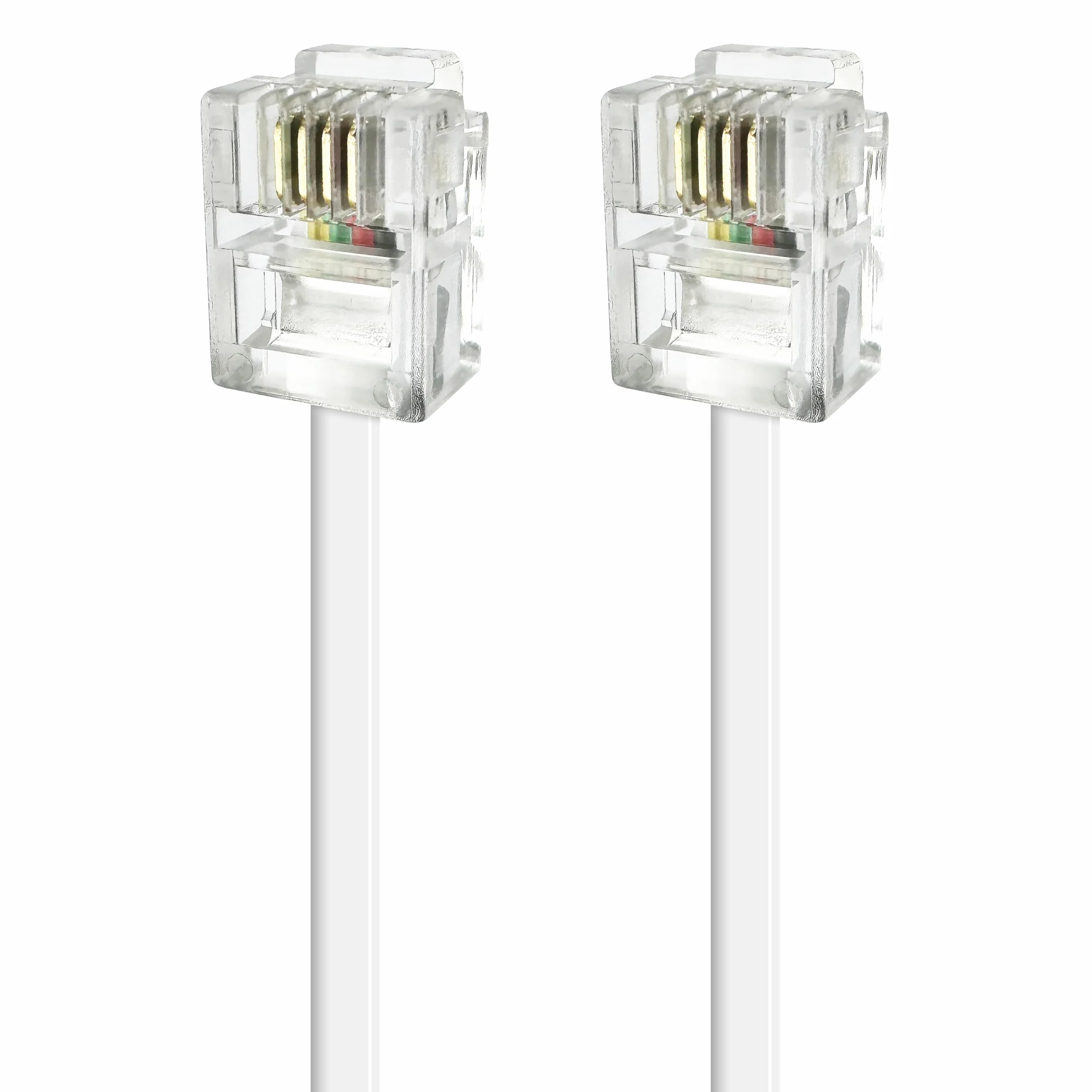 Câble ADSL RJ11 10M Cordon Téléphonique Modulaire 6P4C Plat ISDN DSL VDSL Blanc
